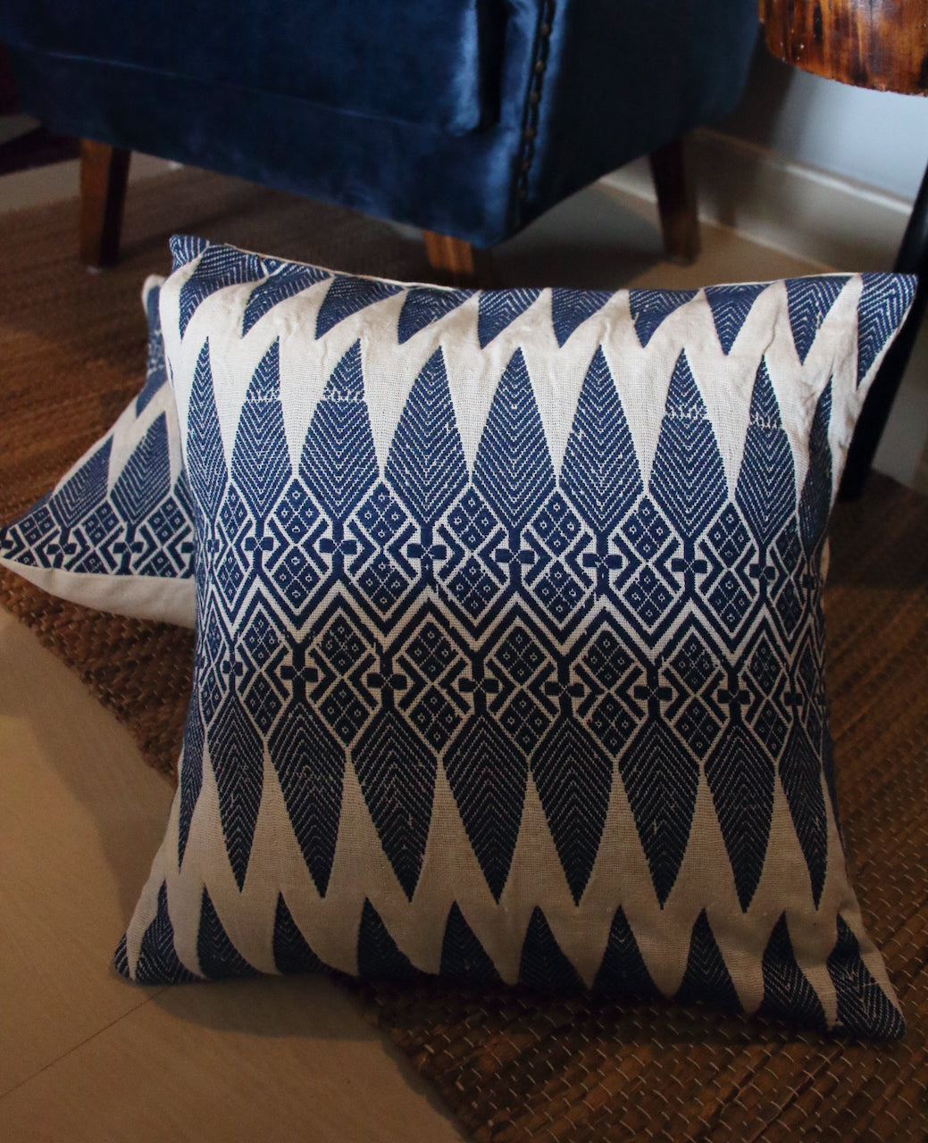 Cotton Cushion Covers in Natural dyed Indigo.