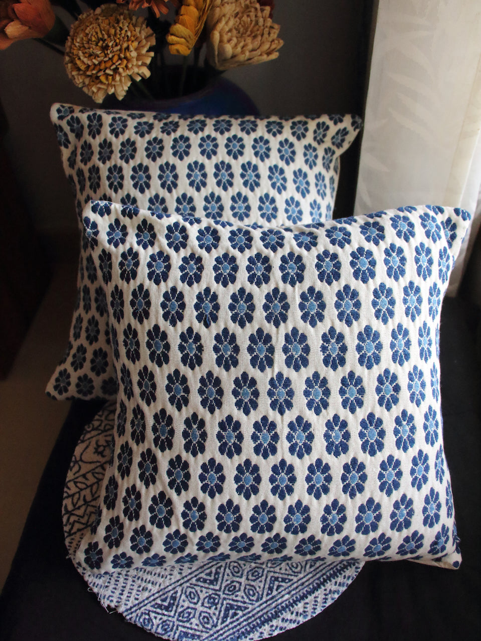 Cotton Cushion Covers in Natural dyed Indigo.