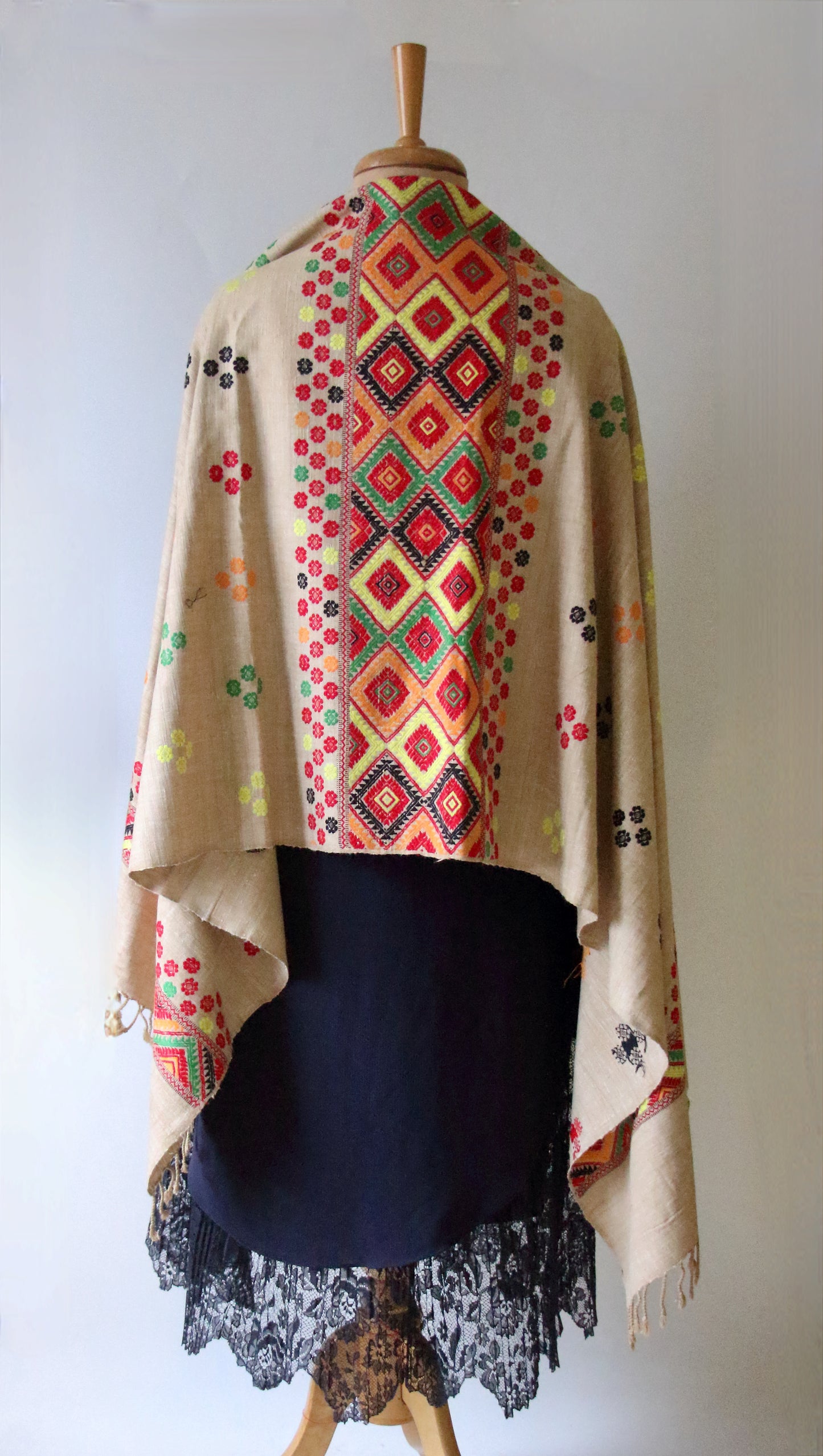 Tribal Design Handloom Silk Stole / Scarf  from Assam