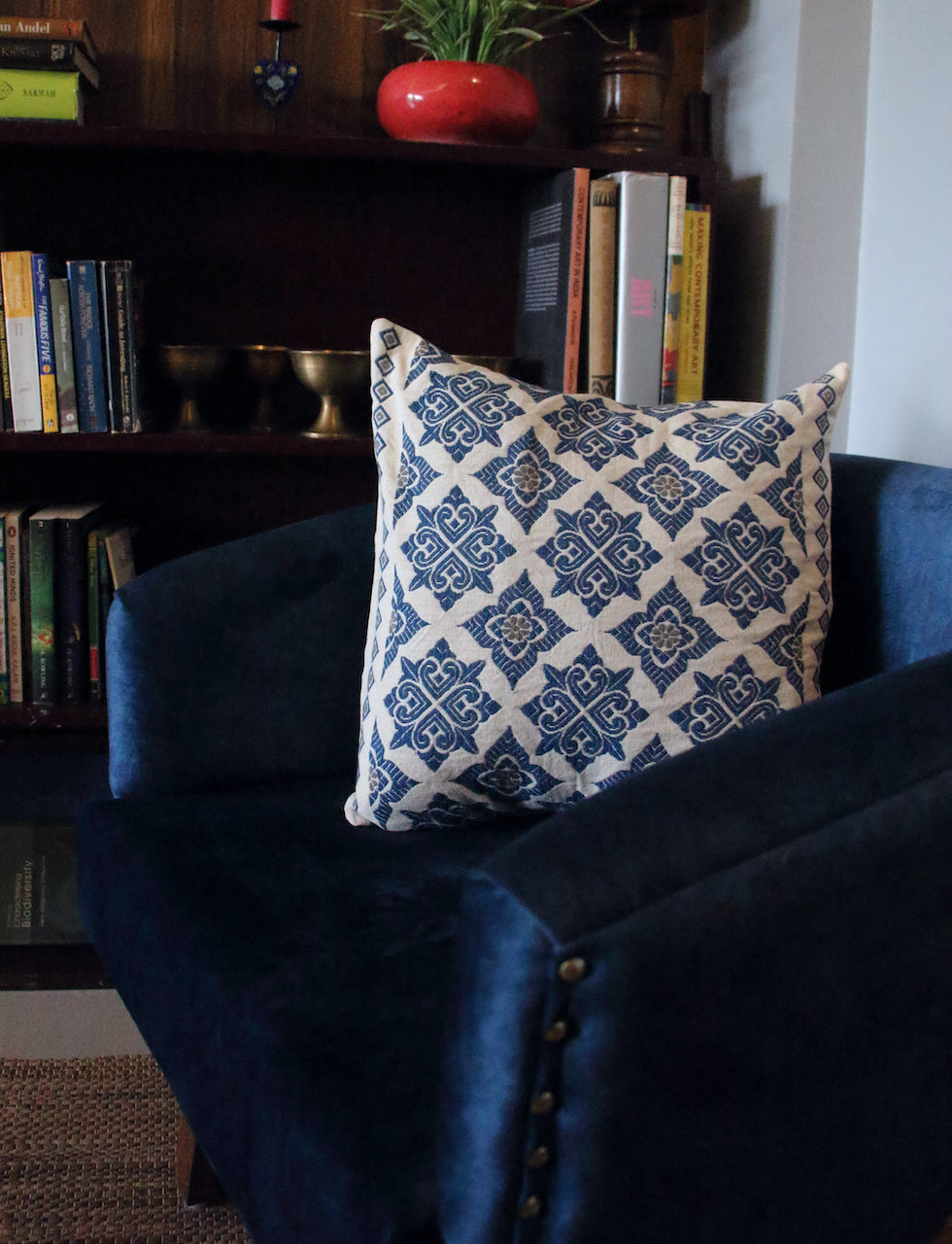 Cotton Cushion Covers in Natural dyed Indigo.