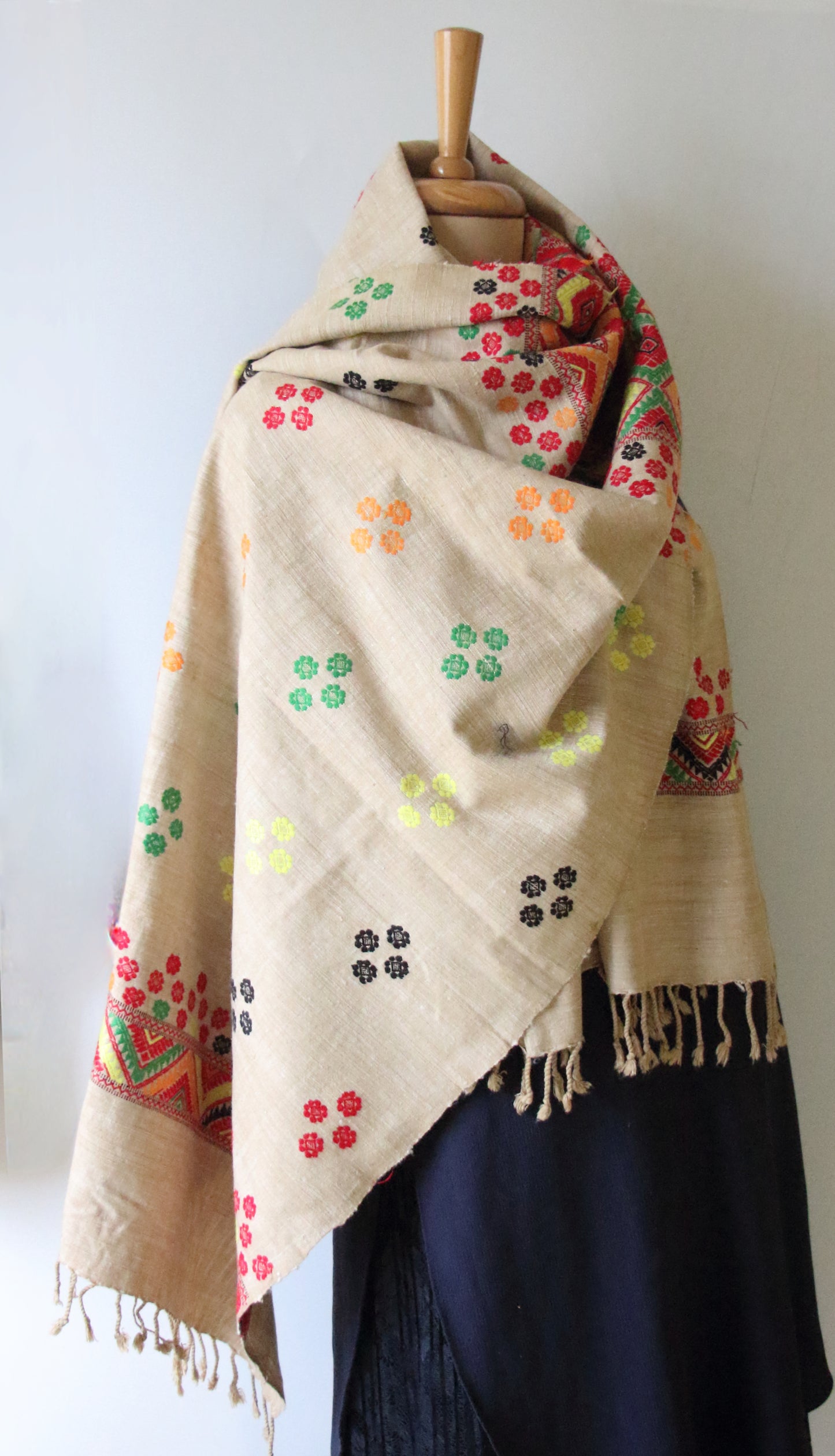 Tribal Design Handloom Silk Stole / Scarf  from Assam