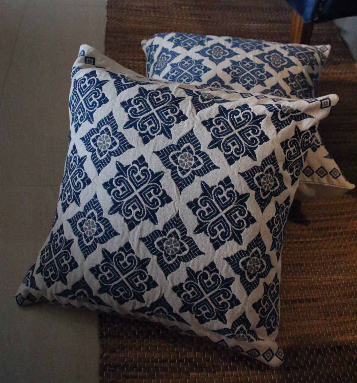 Cotton Cushion Covers in Natural dyed Indigo.