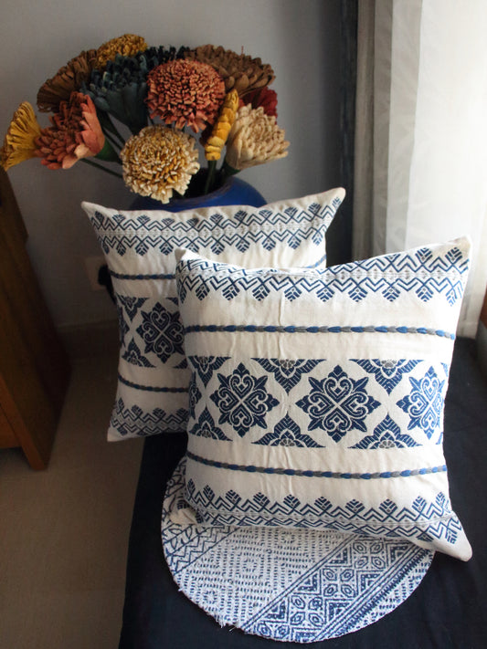 Cotton Cushion Covers in Natural dyed Indigo.