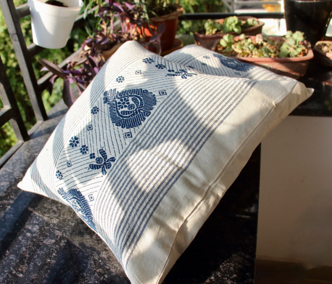 Cotton Cushion Covers in Natural dyed Indigo.