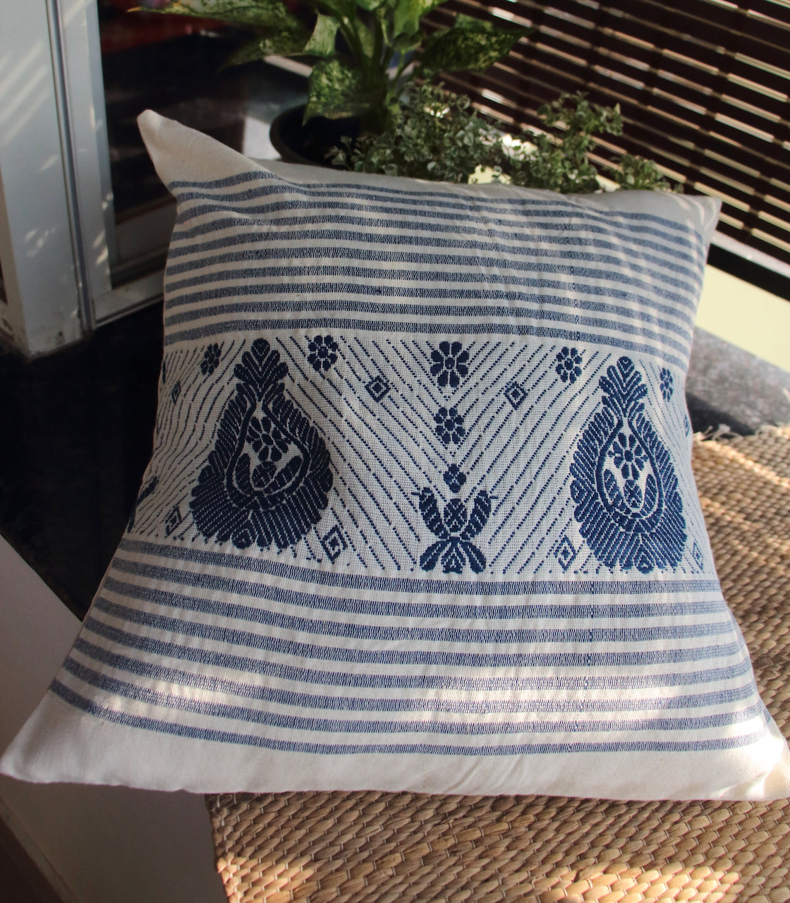 Cotton Cushion Covers in Natural dyed Indigo.