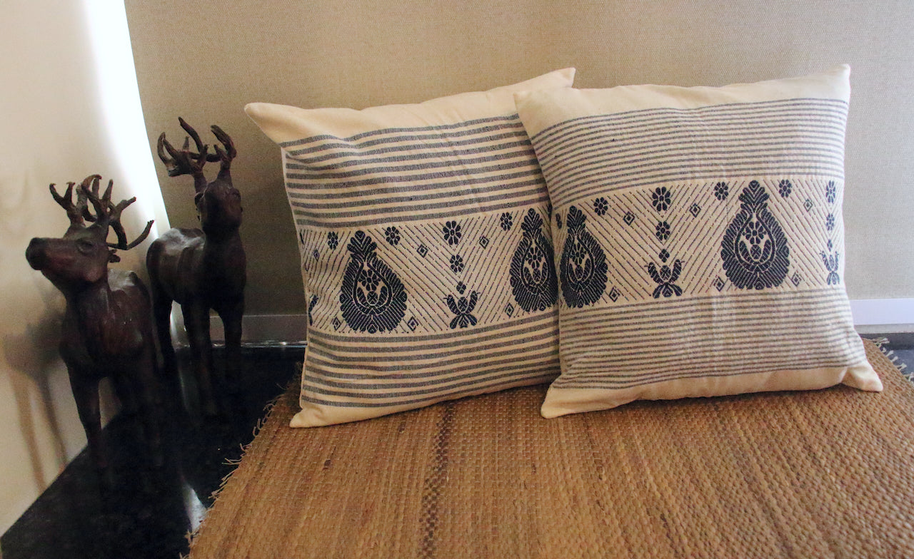 Cotton Cushion Covers in Natural dyed Indigo.