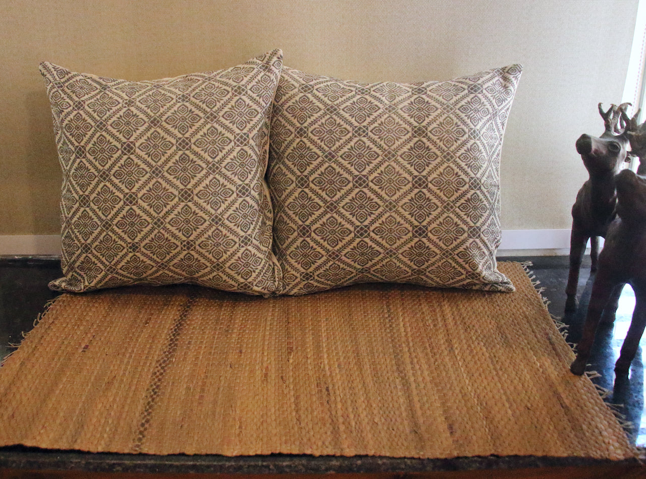 Cotton Cushion Covers in Natural dyed yarns .