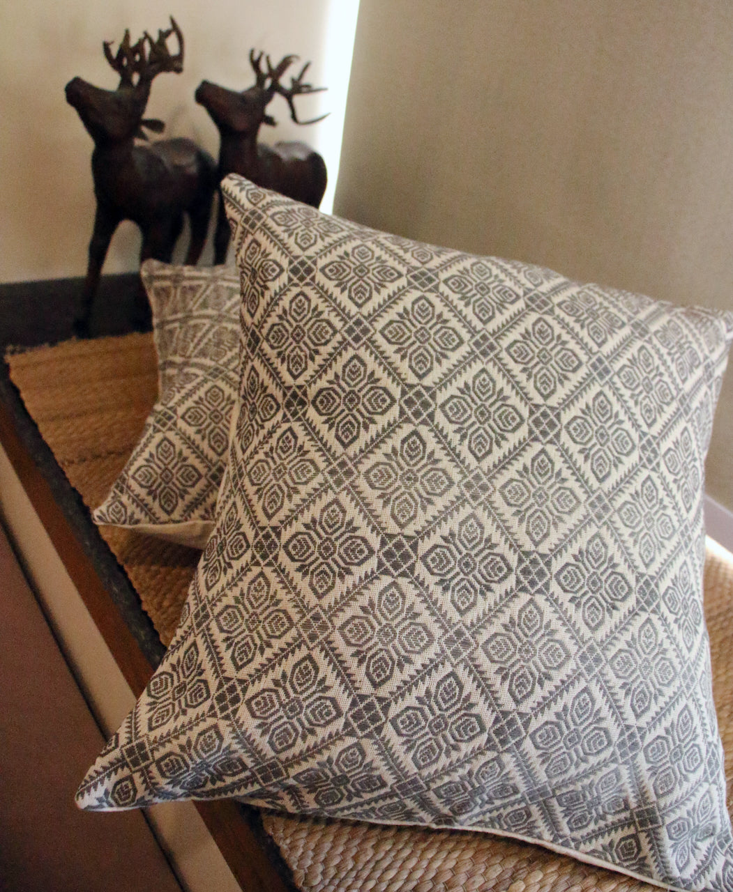 Cotton Cushion Covers in Natural dyed yarns .