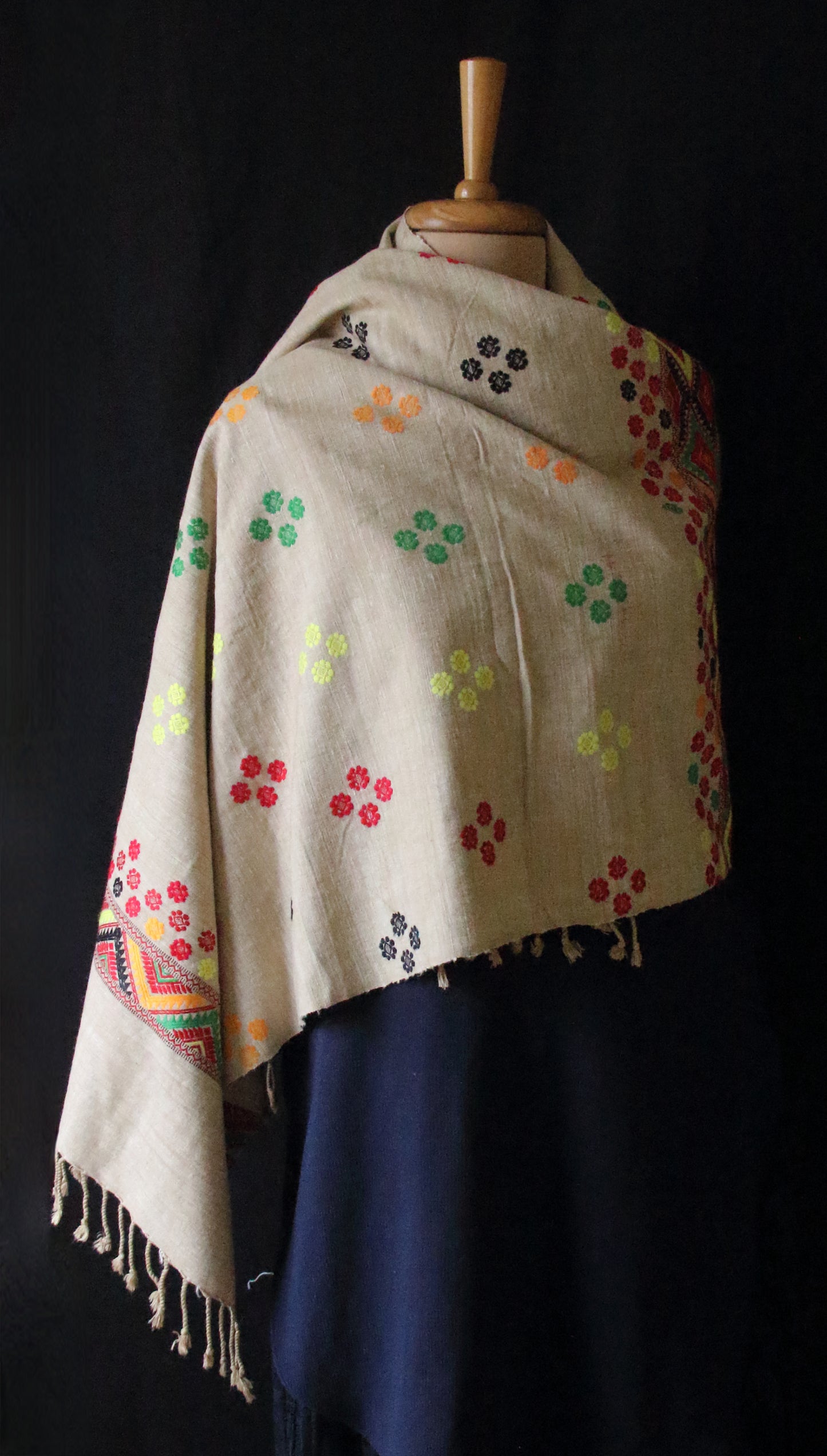 Tribal Design Handloom Silk Stole / Scarf  from Assam