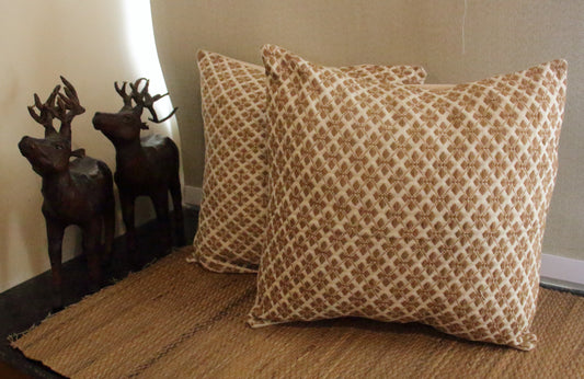 Cotton Cushion Covers in Natural dyed yarns .