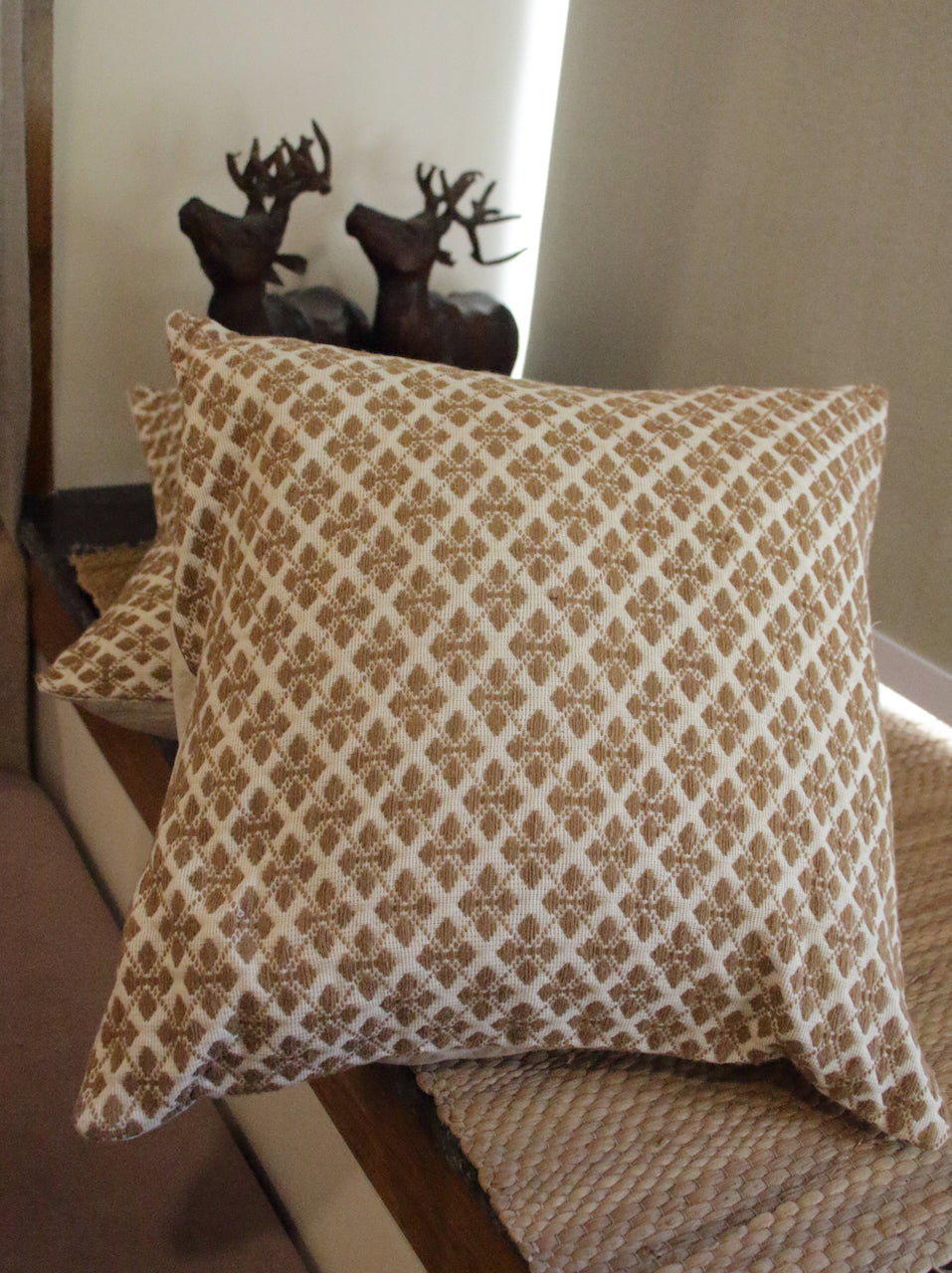 Cotton Cushion Covers in Natural dyed yarns .