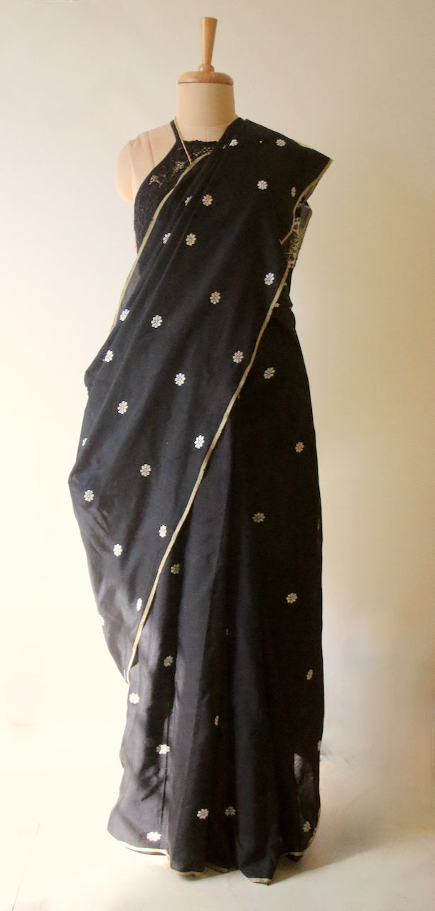 Black Handloom Silk Saree from Assam