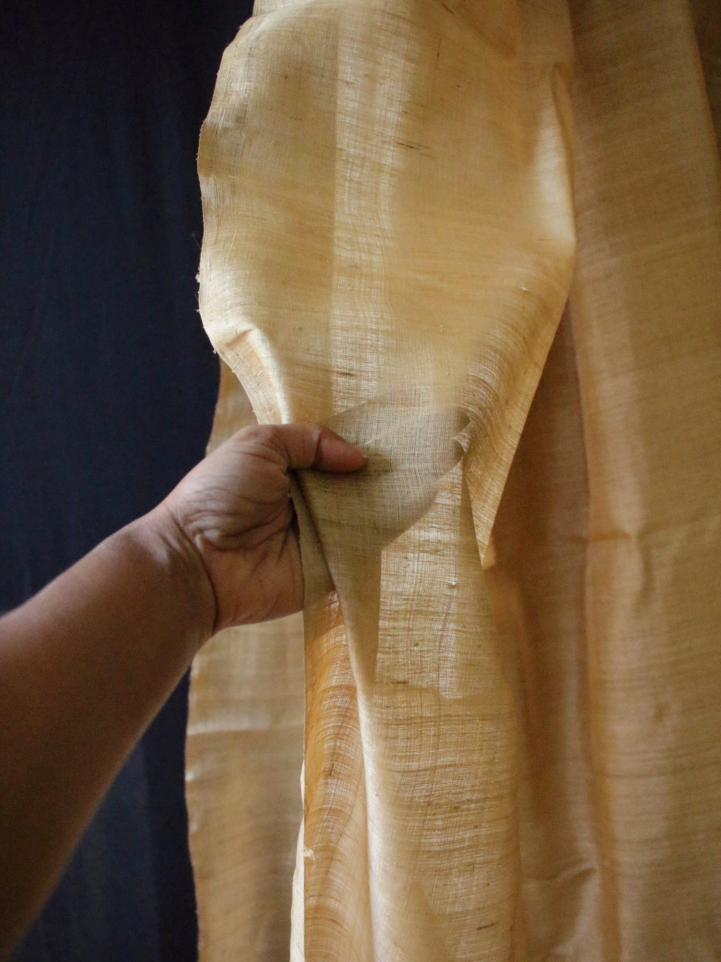 Hundred Percent Muga Silk Fabric - 47 Inches Width