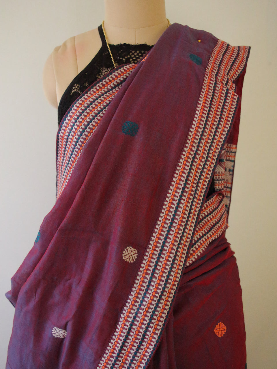 Two Tone Purple Handloom Cotton Saree from Assam