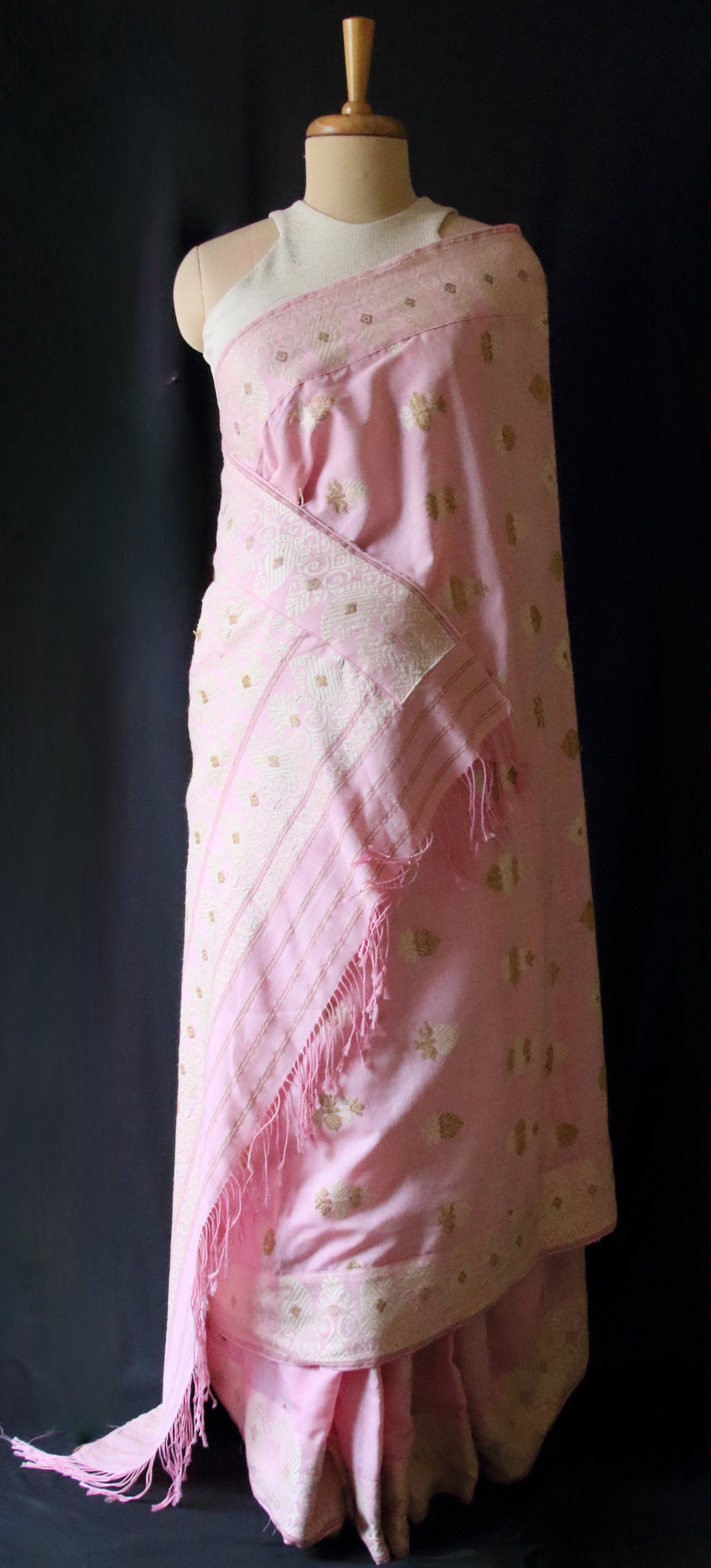 Pink Cotton by Eri Silk Handloom Saree from Assam