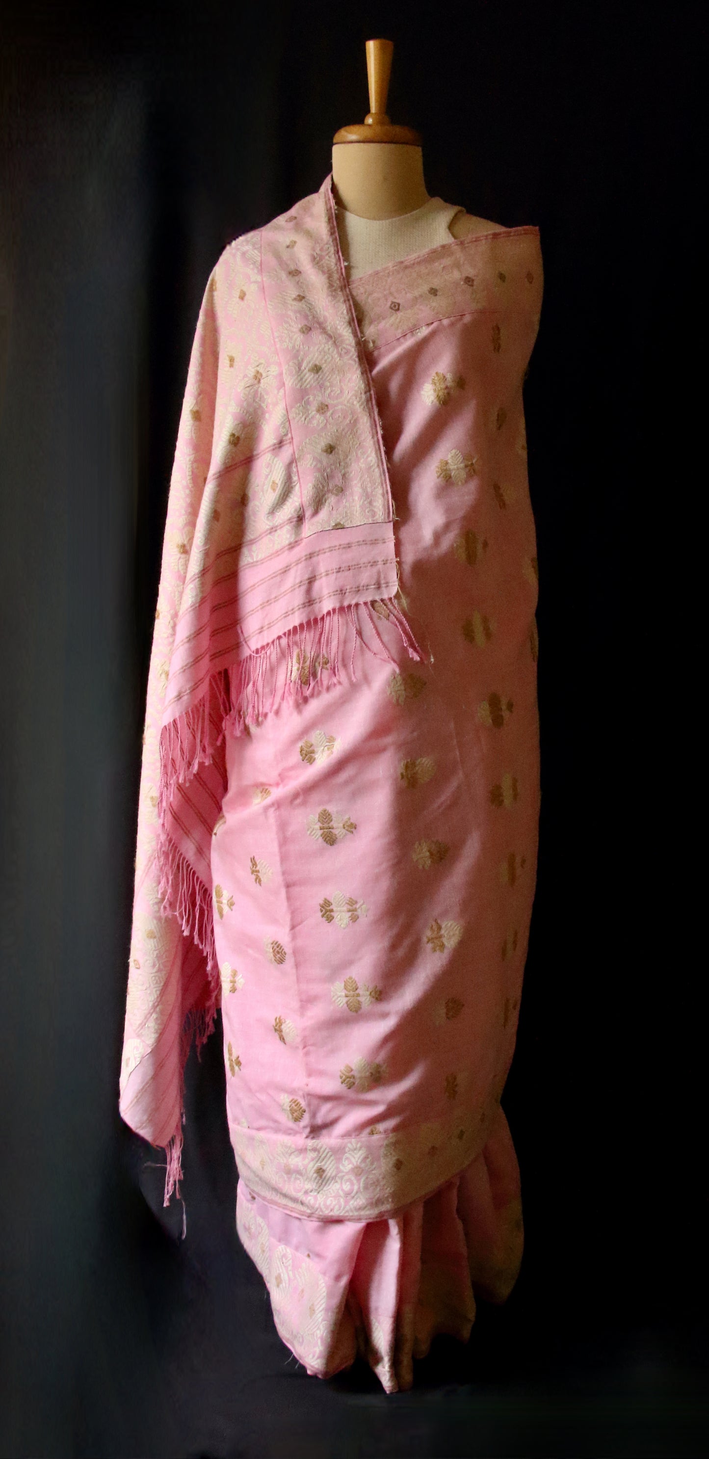 Pink Cotton by Eri Silk Handloom Saree from Assam