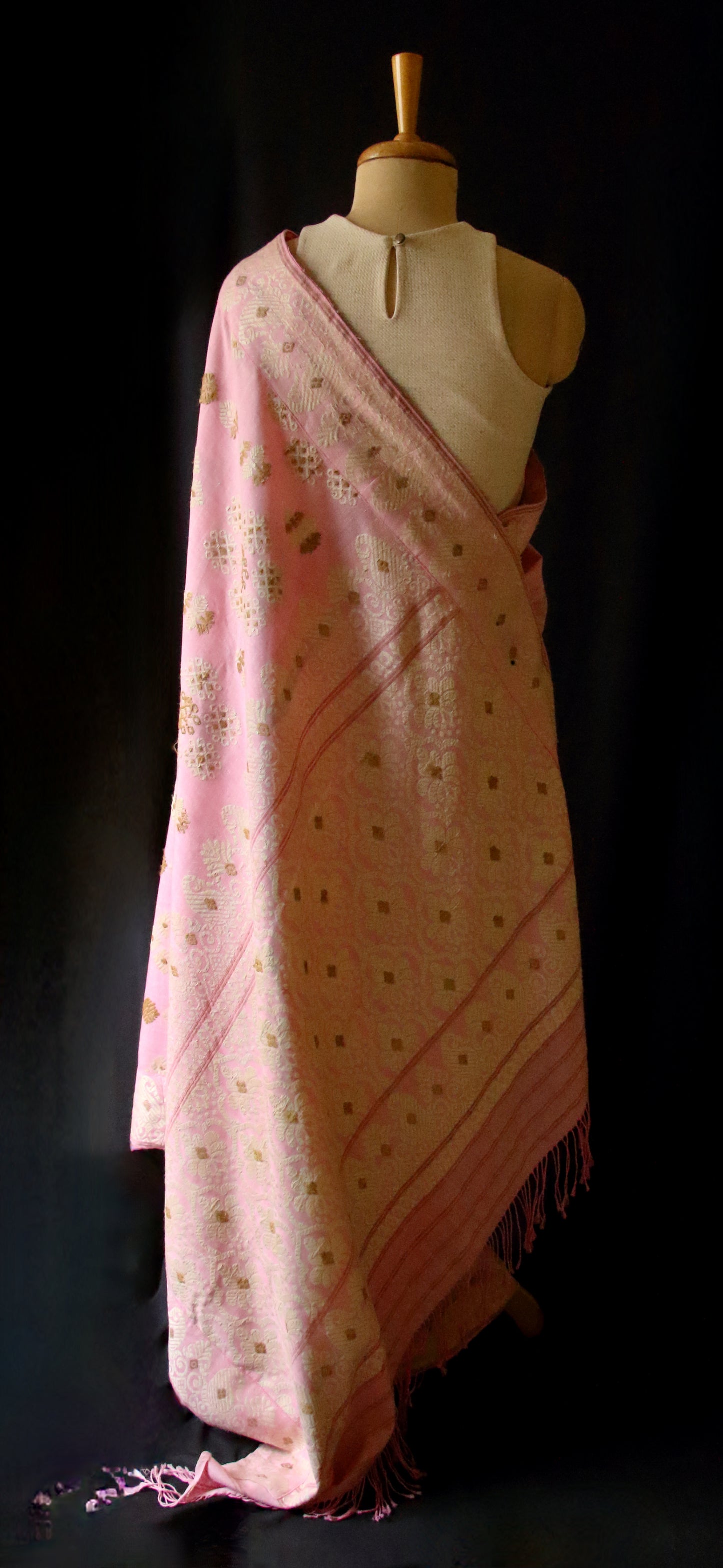 Pink Cotton by Eri Silk Handloom Saree from Assam