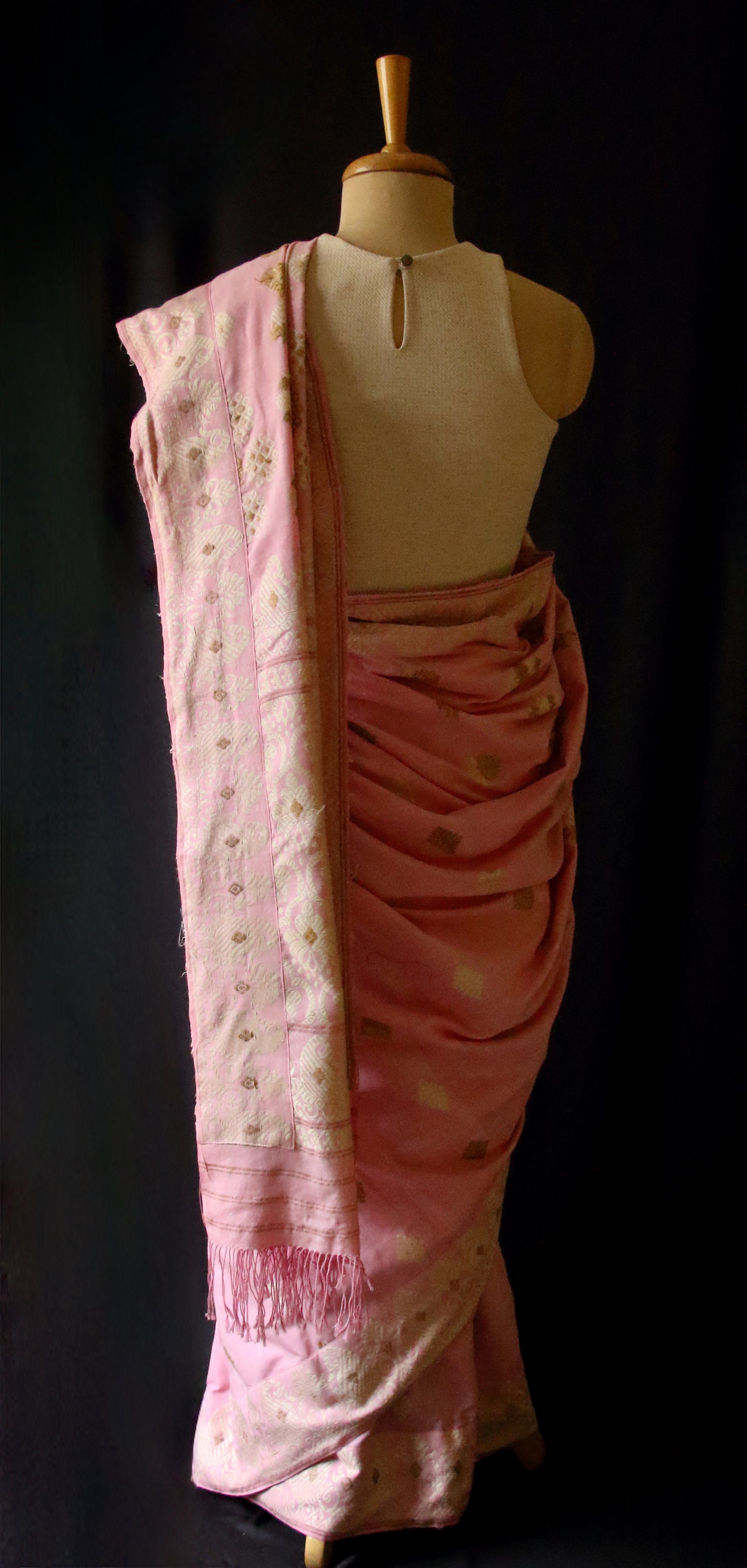 Pink Cotton by Eri Silk Handloom Saree from Assam