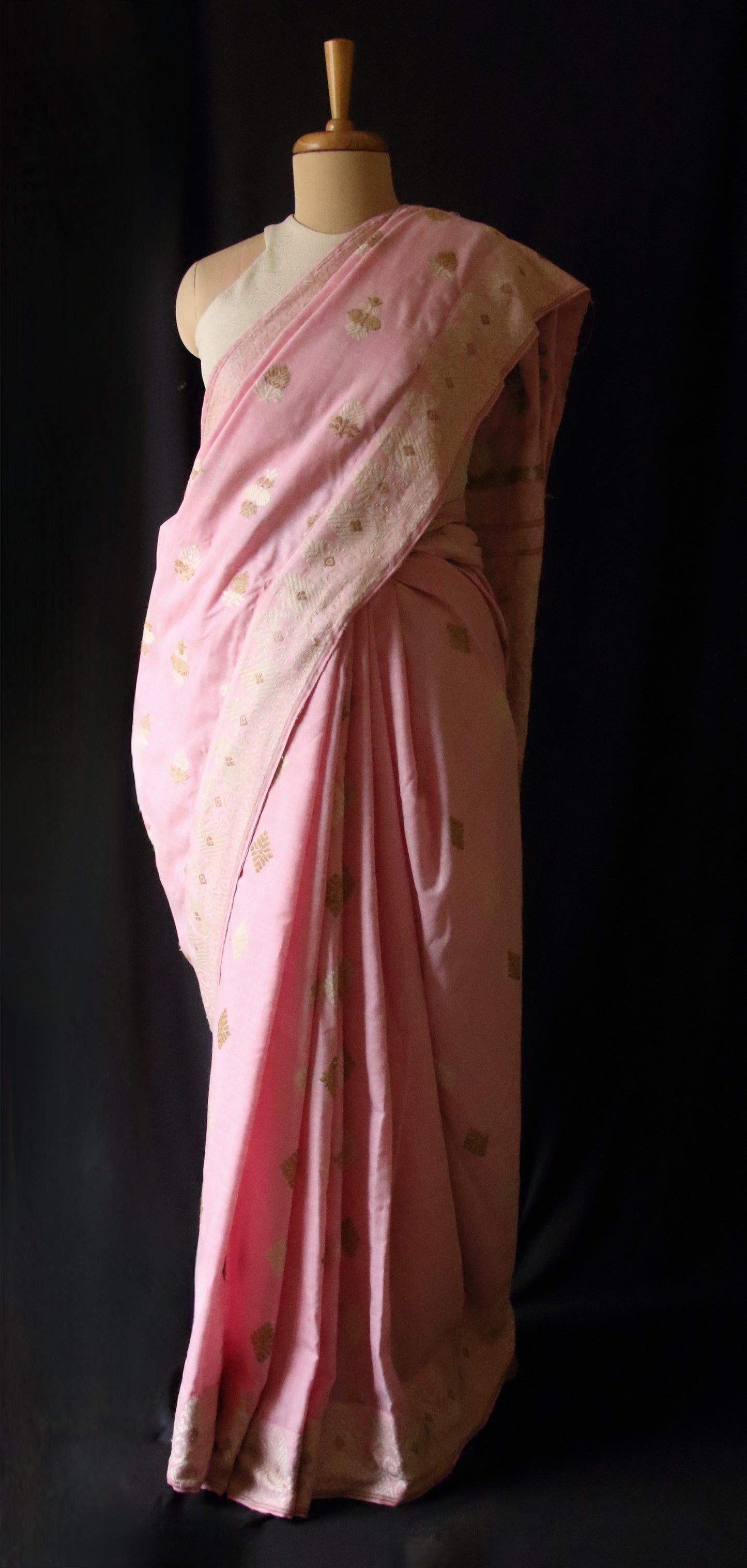 Pink Cotton by Eri Silk Handloom Saree from Assam