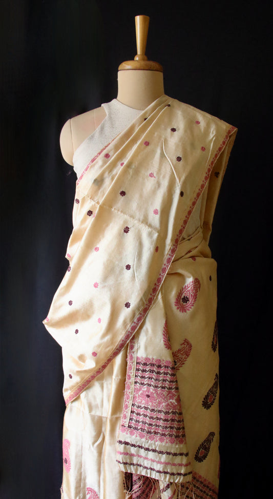 Handloom Mekhla Chador Set in Tassar Silk and Mulberry Silk