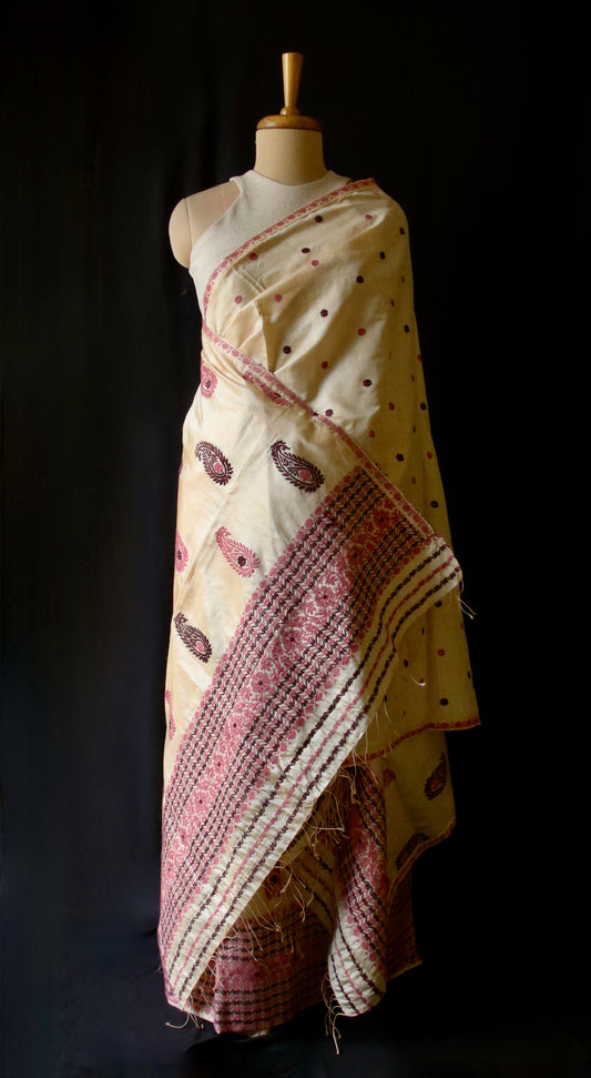 Handloom Mekhla Chador Set in Tassar Silk and Mulberry Silk