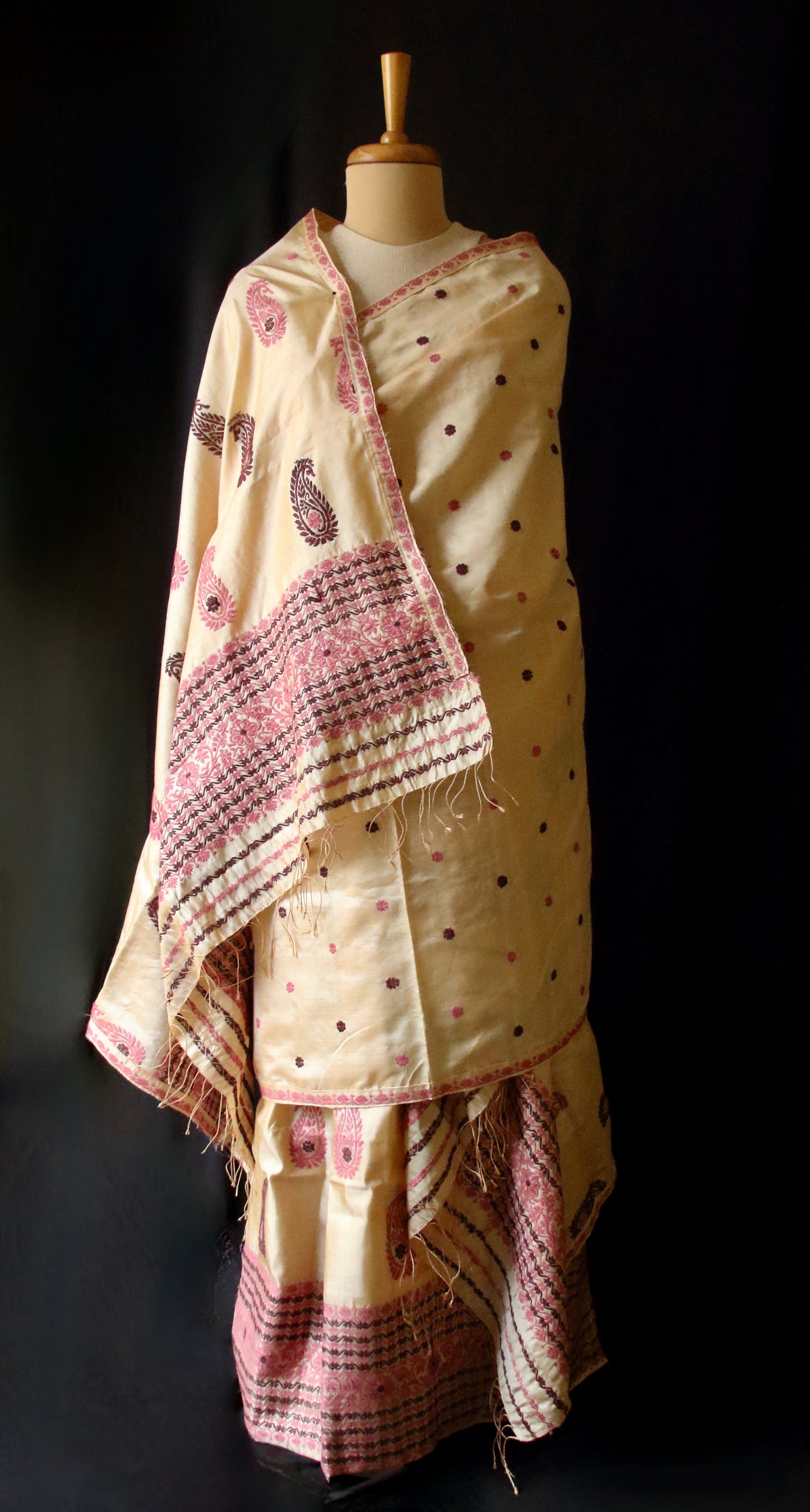 Handloom Mekhla Chador Set in Tassar Silk and Mulberry Silk