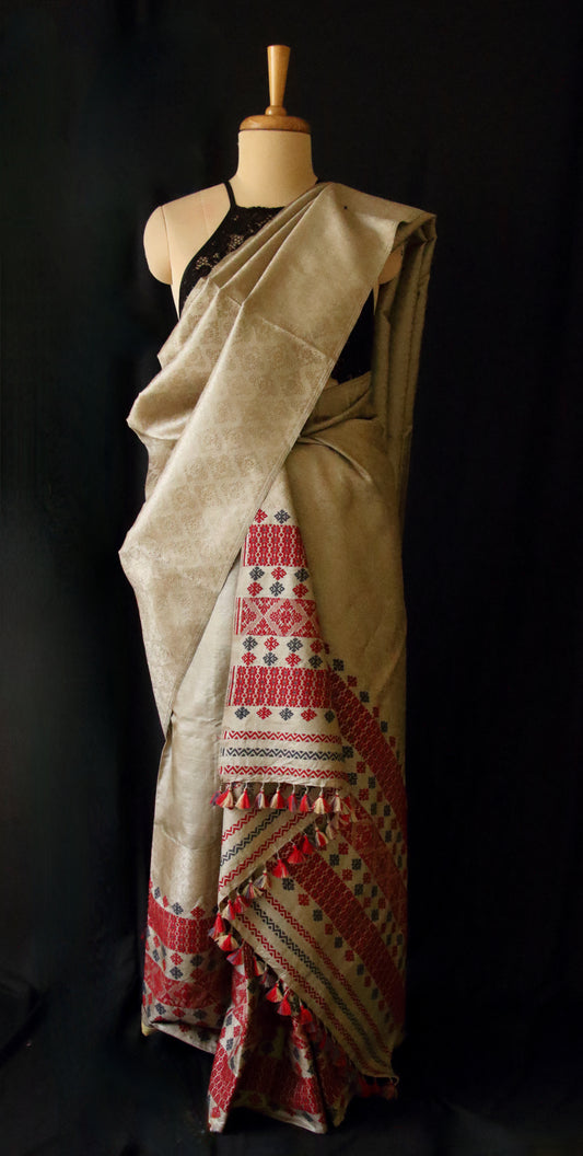 Tassar Silk Handloom Traditional Mekhla Chador Set from Assam