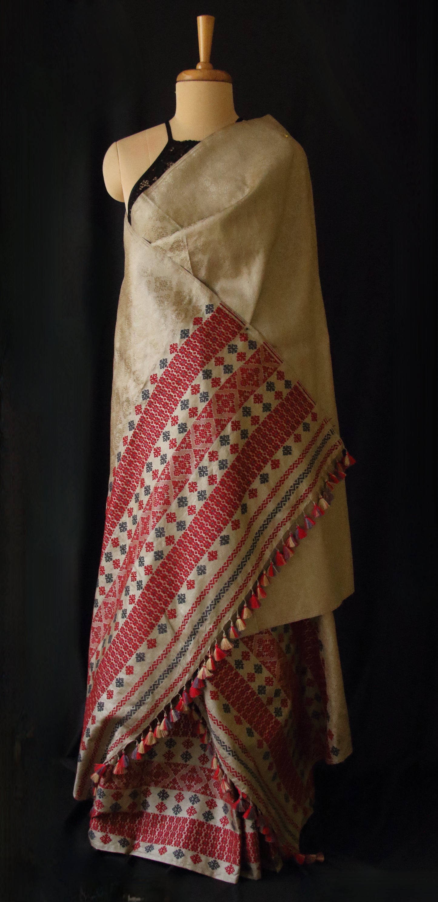 Tassar Silk Handloom Traditional Mekhla Chador Set from Assam