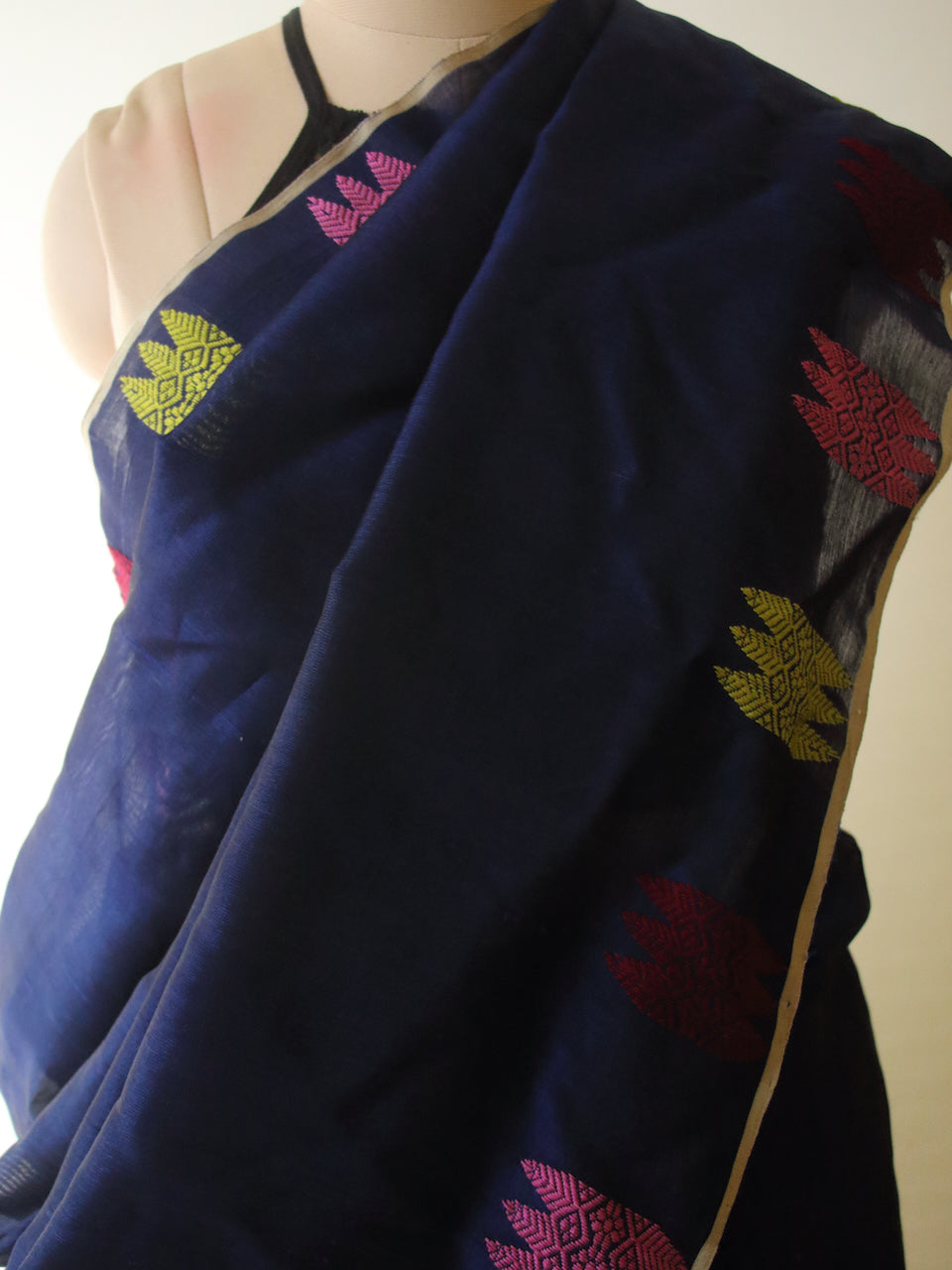 Navy Handloom Silk Saree from Assam