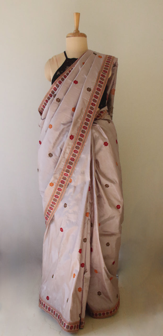 Soft Mocha Colour Handloom Silk Saree from Assam