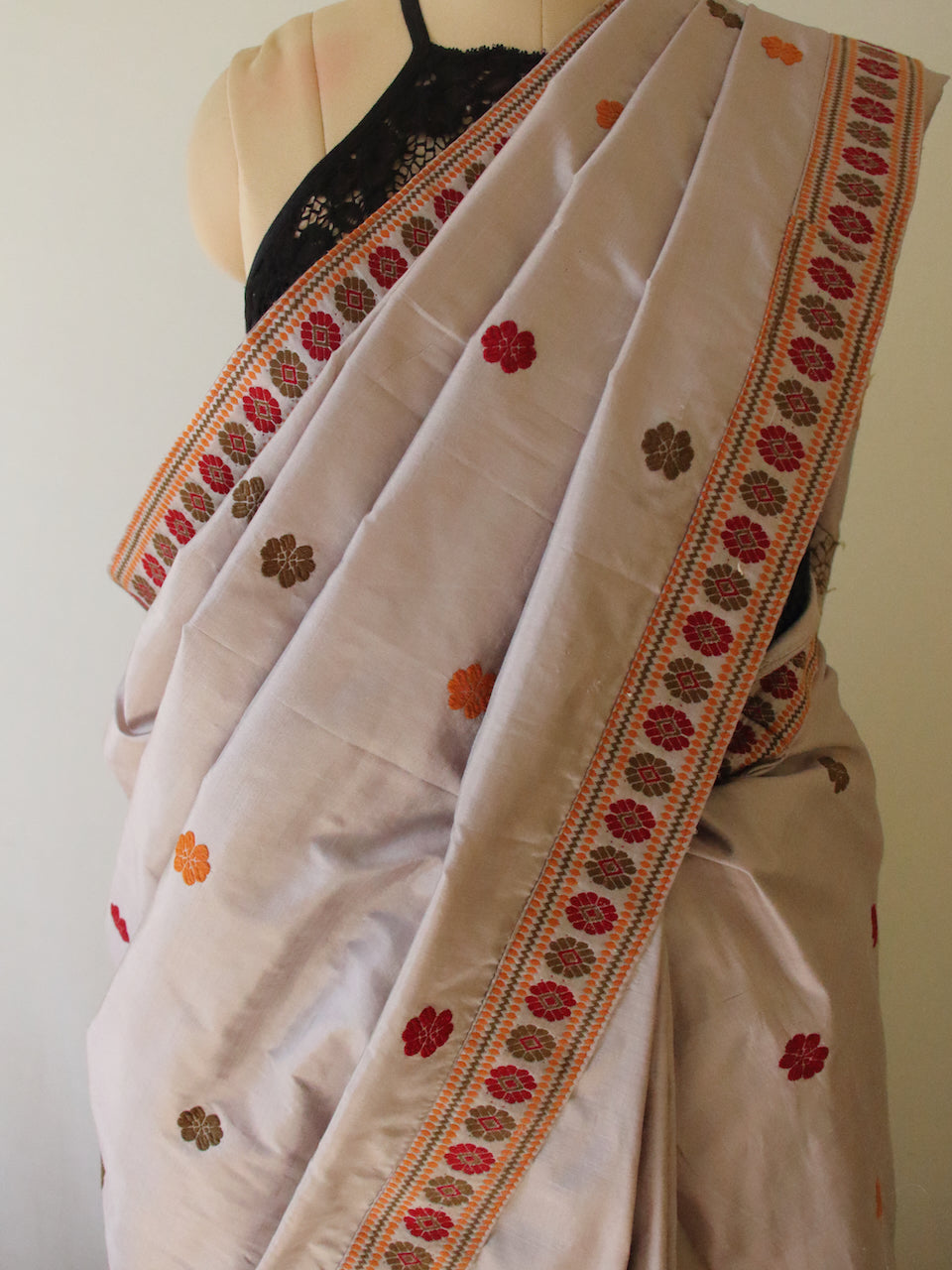 Soft Mocha Colour Handloom Silk Saree from Assam