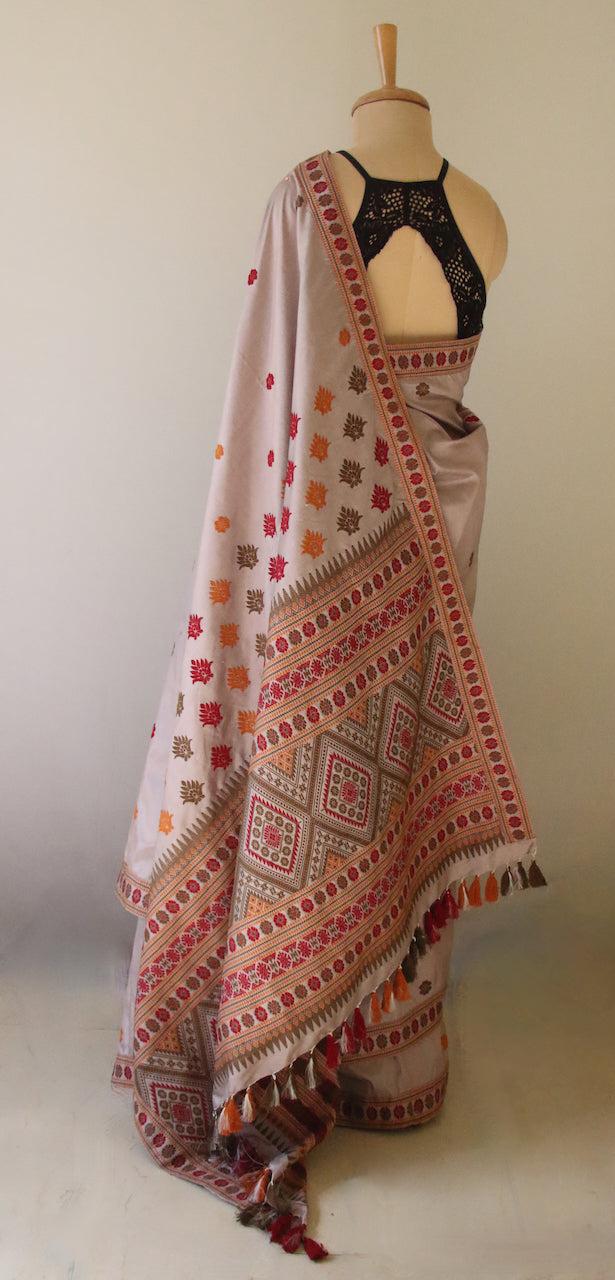 Soft Mocha Colour Handloom Silk Saree from Assam