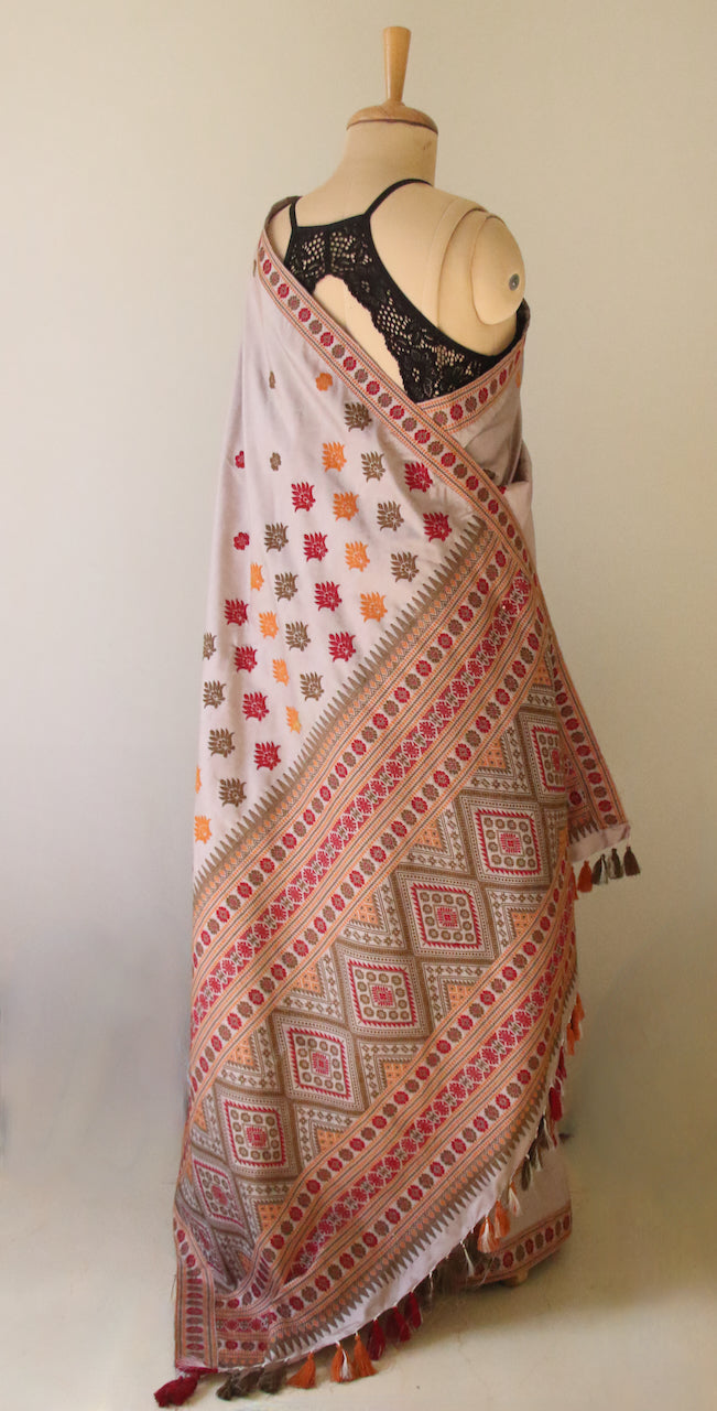 Soft Mocha Colour Handloom Silk Saree from Assam