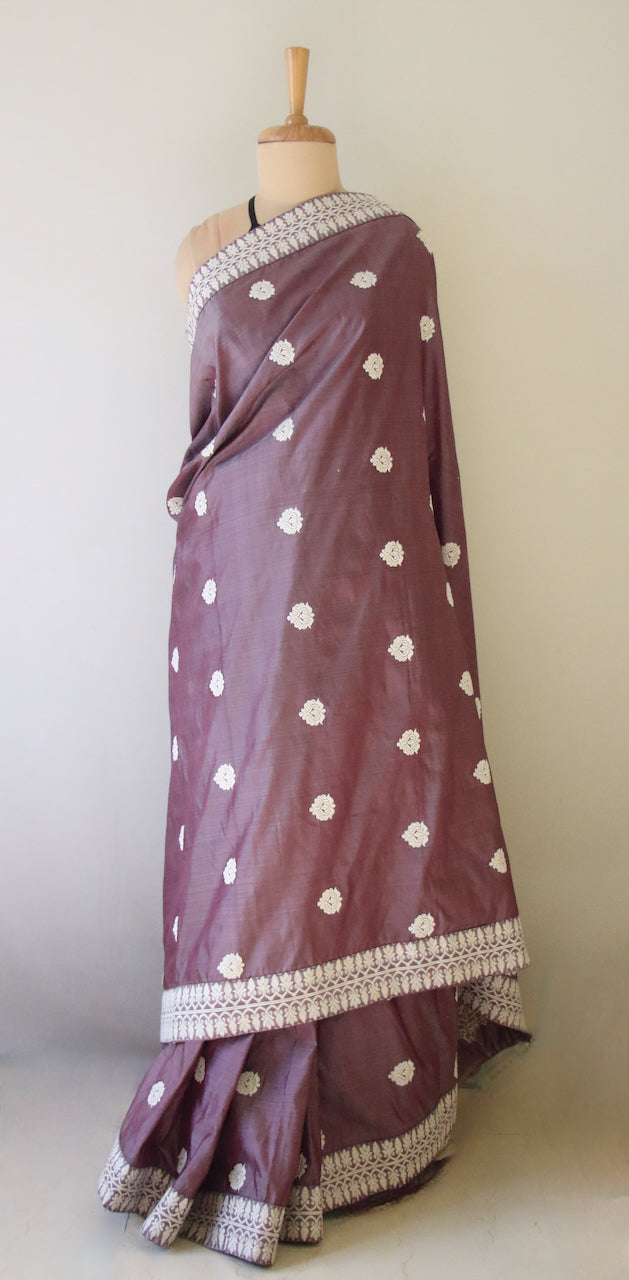 Lilac Handloom Silk Saree from Assam , India