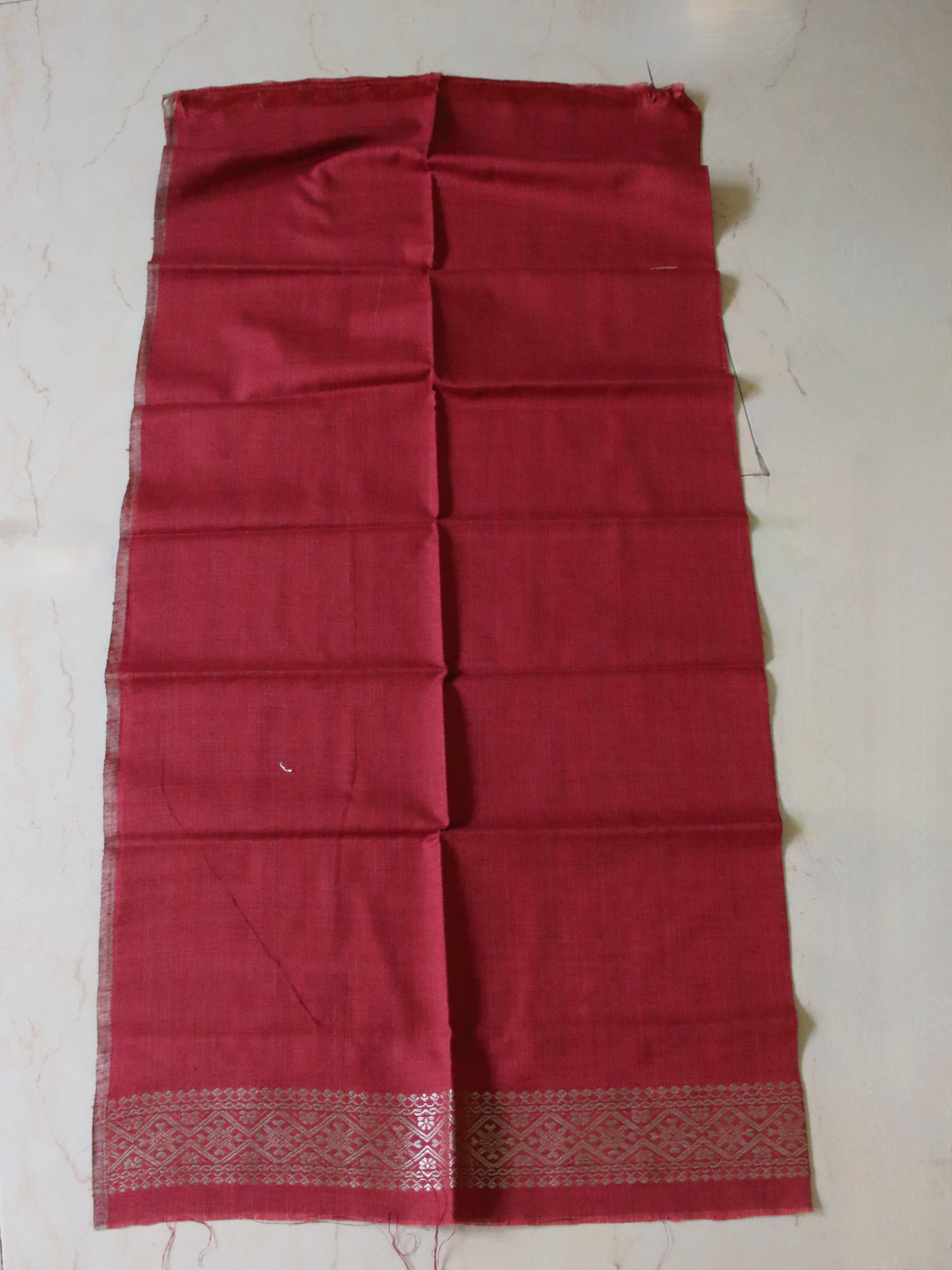 Maroon Narural Dyed Eri Silk Traditional Mekhela Chador Set from Assam