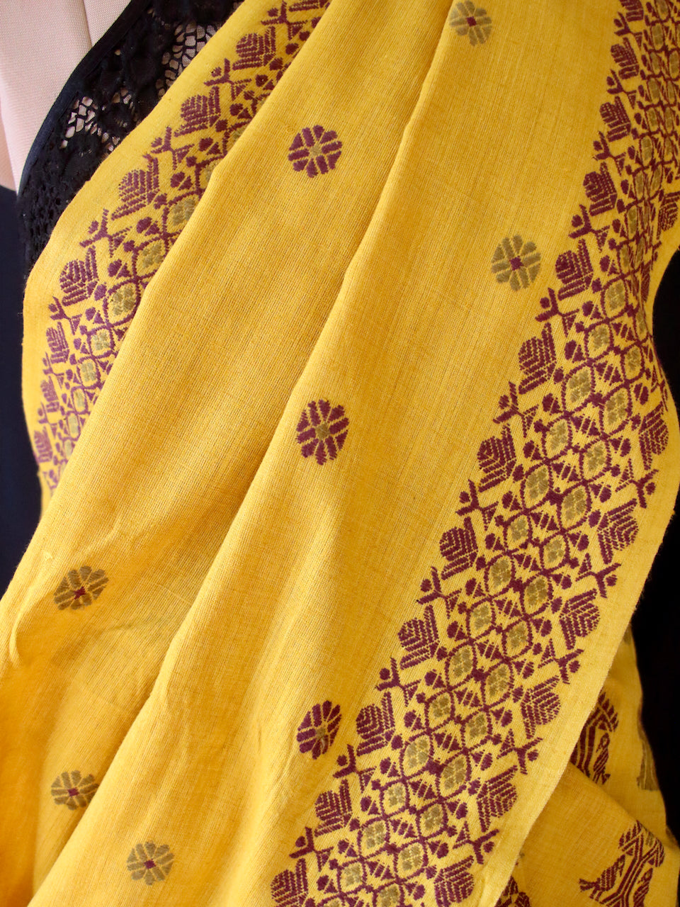 Narural Dyed Eri Silk Traditional Mekhela Chador Set from Assam