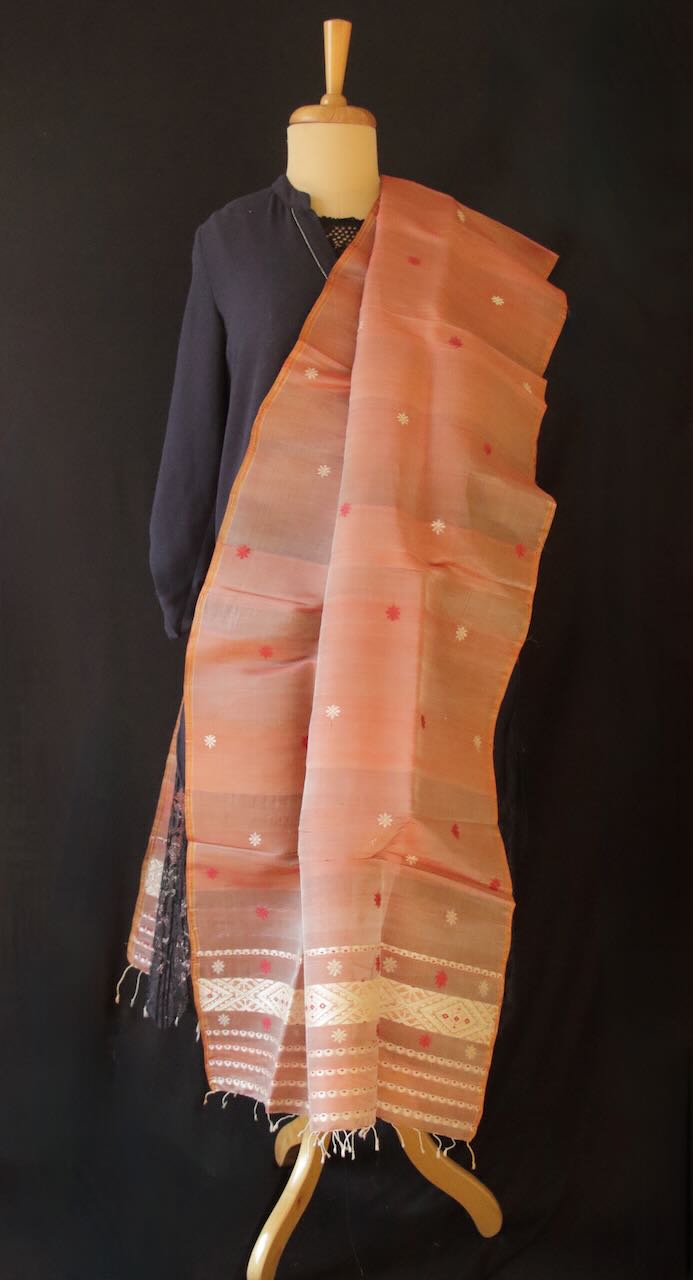 Natural Dyed Handwoven Silk Stole / Dupatta from Assam