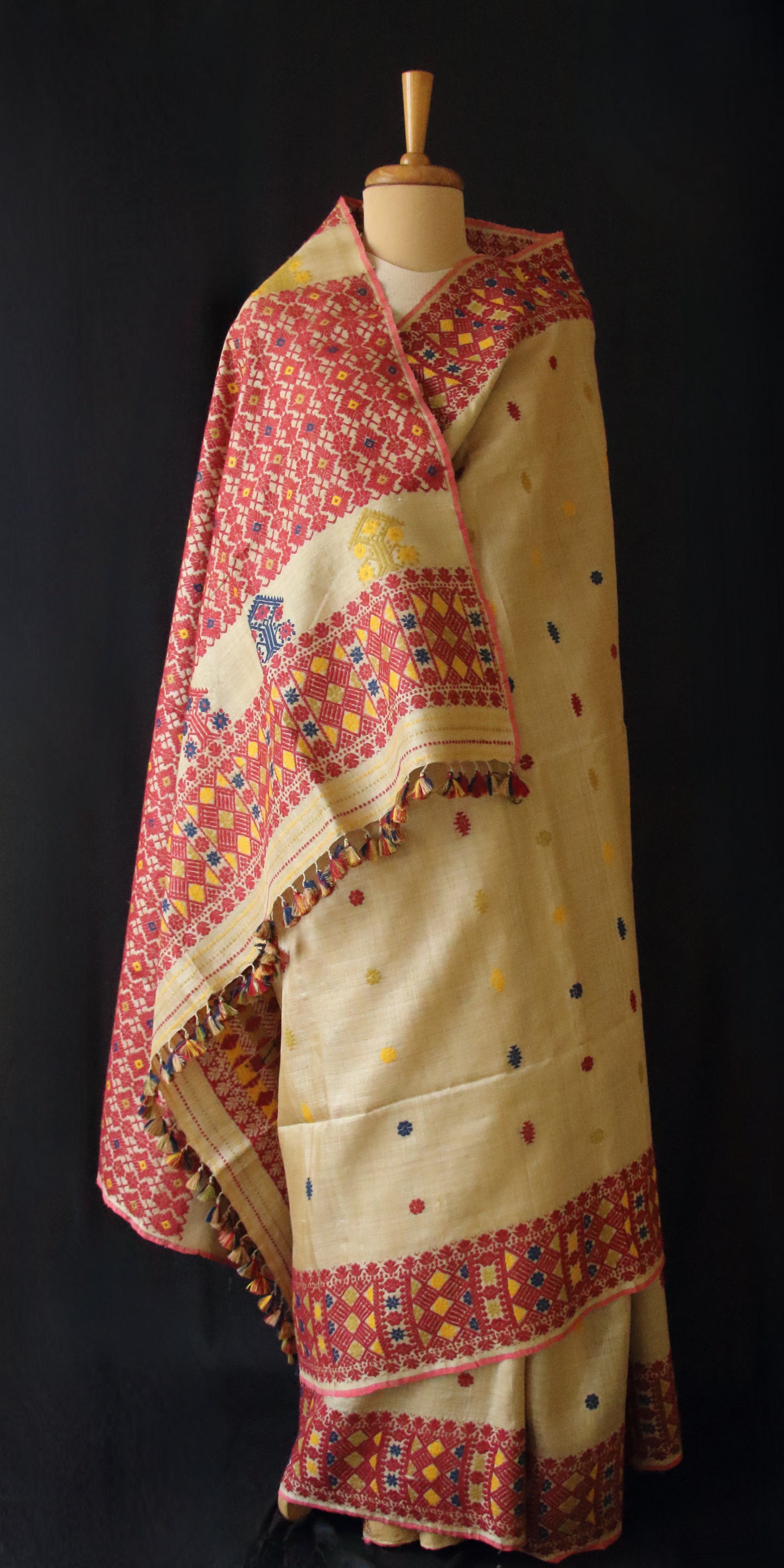 Muga Silk Saree with natural dyed Eri Silk  motifs from Assam
