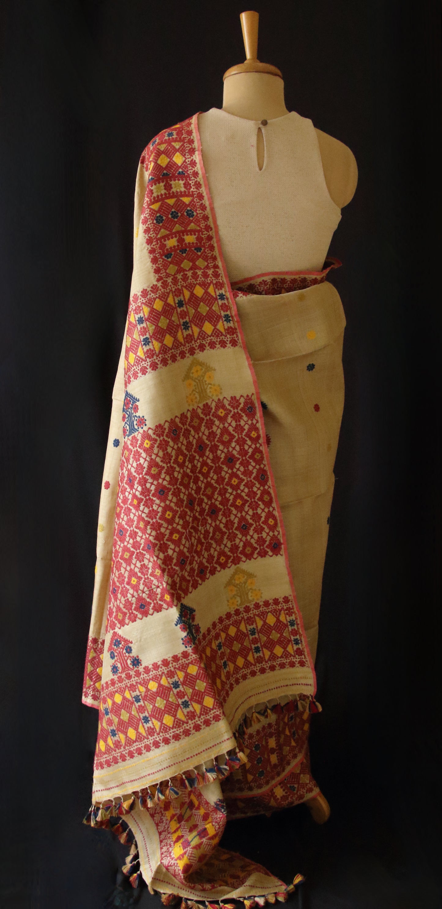 Muga Silk Saree with natural dyed Eri Silk  motifs from Assam