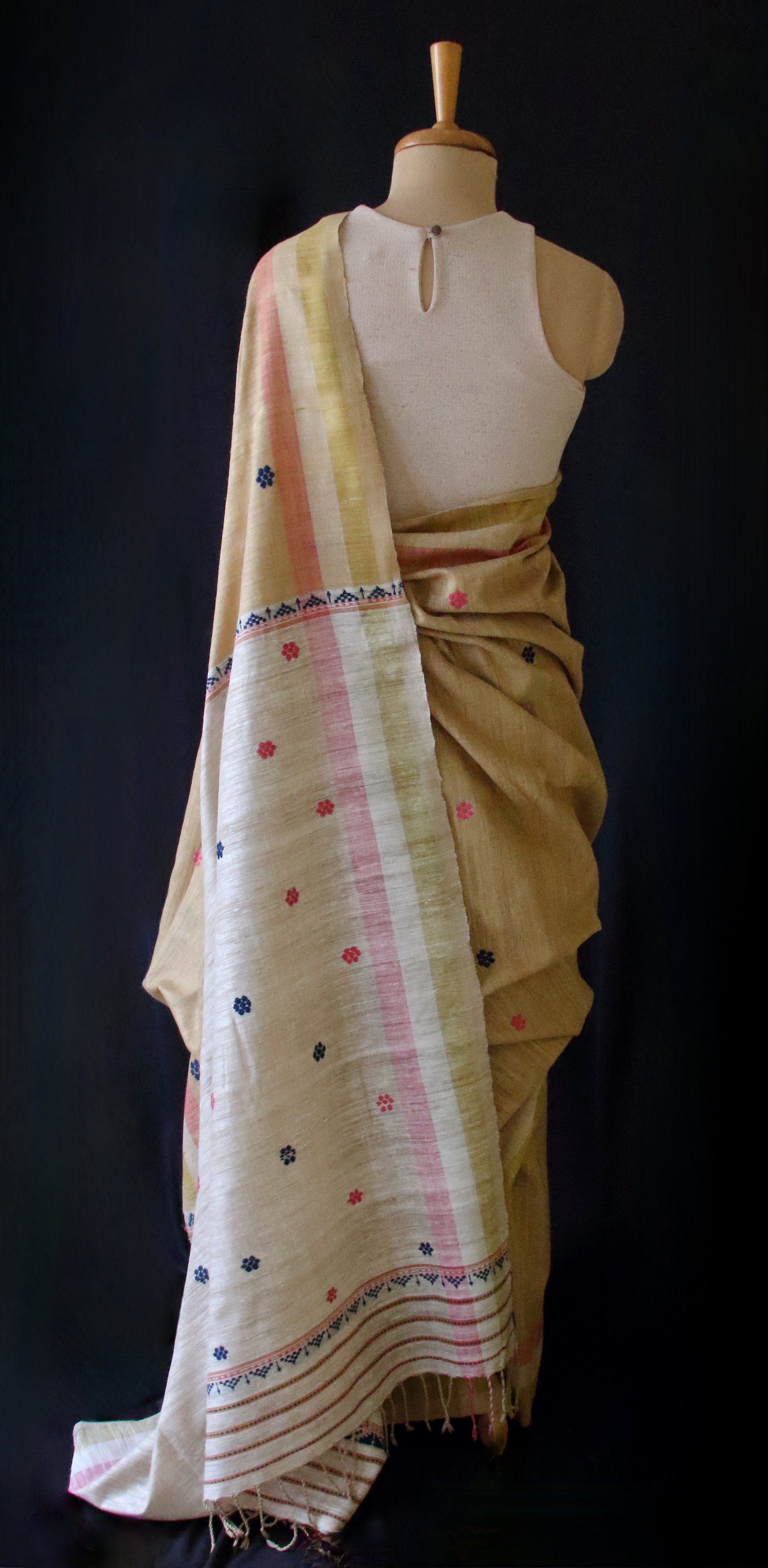 Handwoven Natural Dyed Eri Silk Sari from Assam