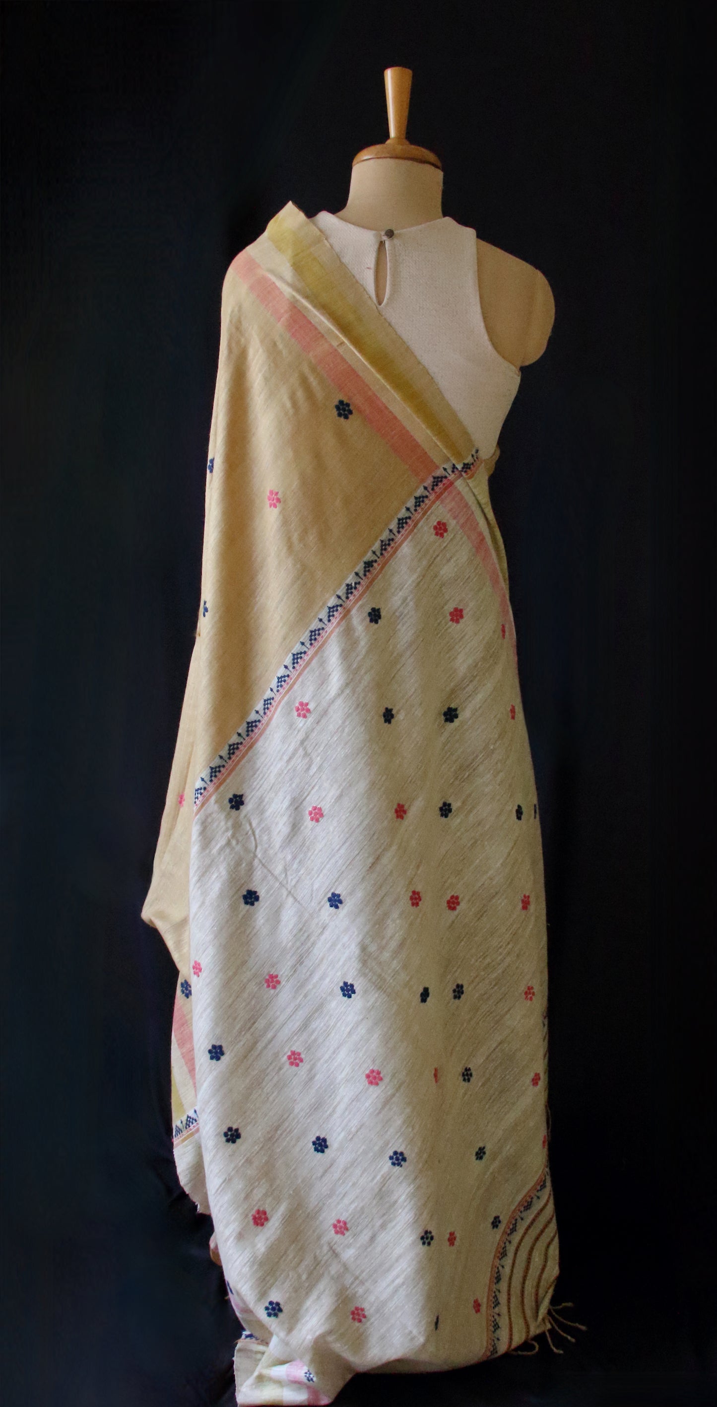 Handwoven Natural Dyed Eri Silk Sari from Assam