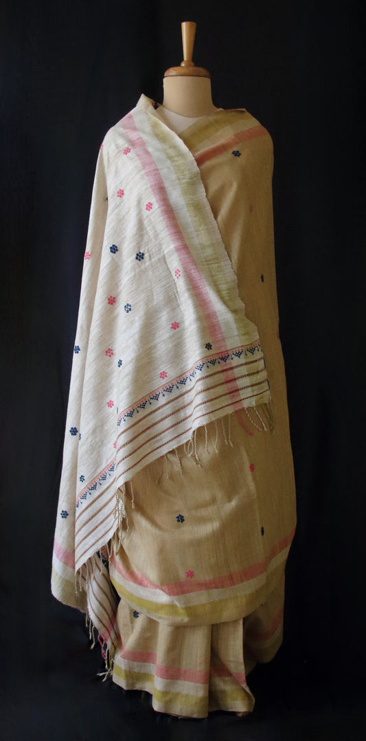 Handwoven Natural Dyed Eri Silk Sari from Assam