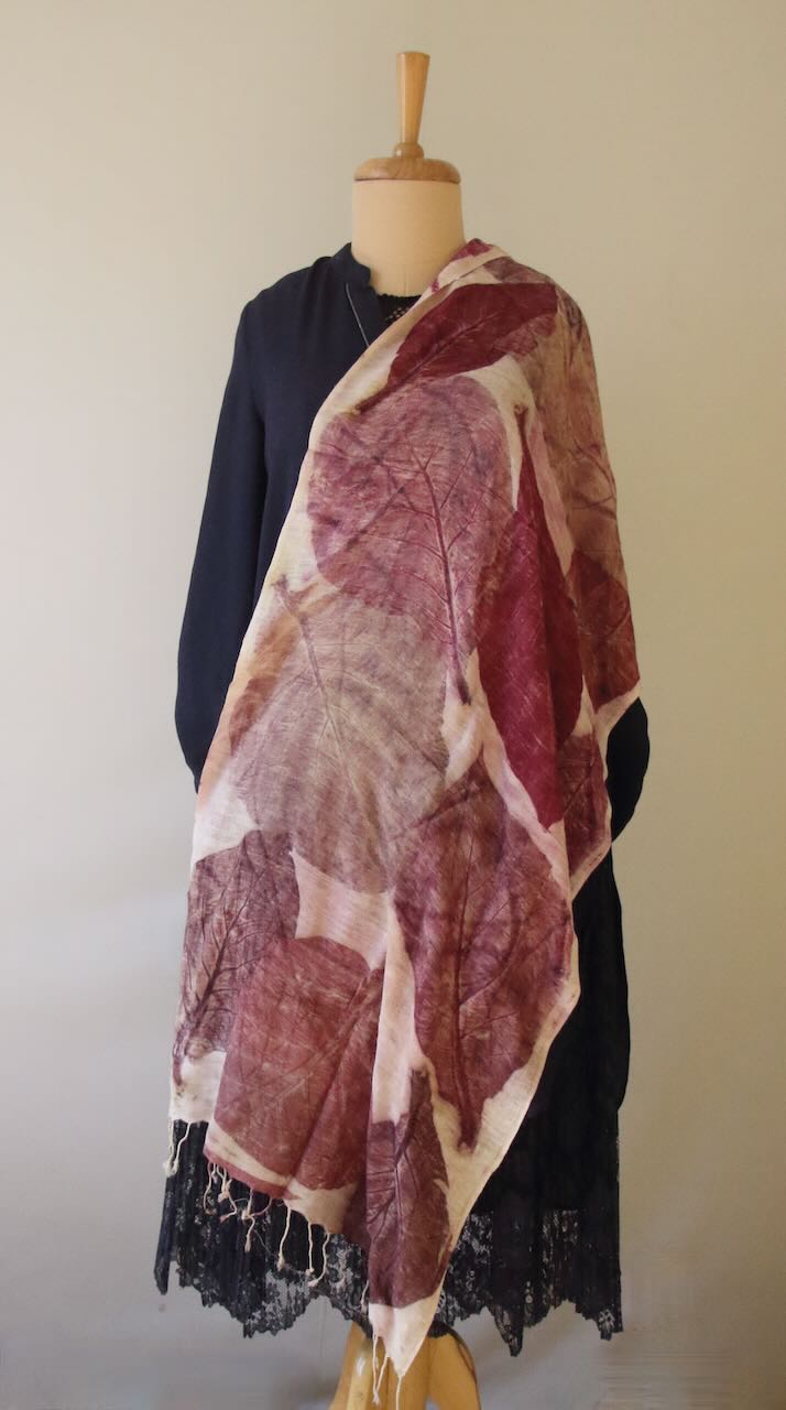 Eco Printed Handwoven Eri Silk Scarf  / Muffler from Assam