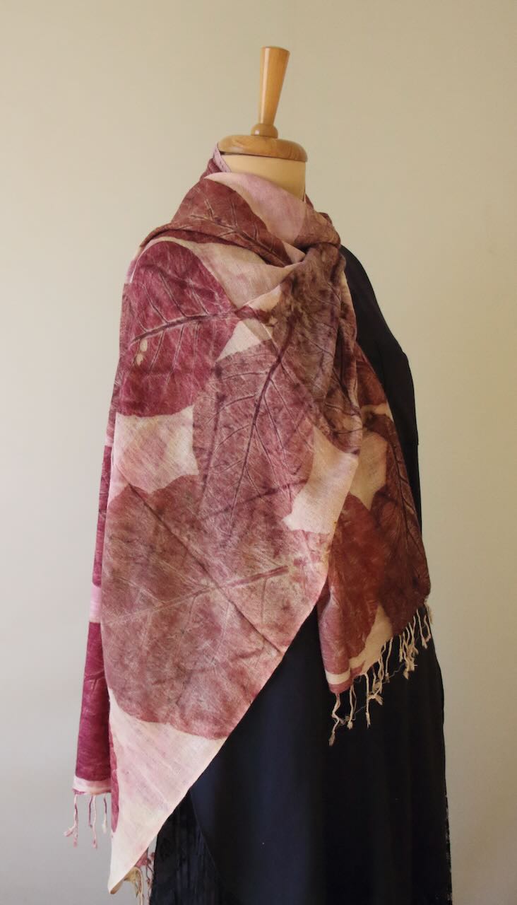 Eco Printed Handwoven Eri Silk Scarf  / Muffler from Assam