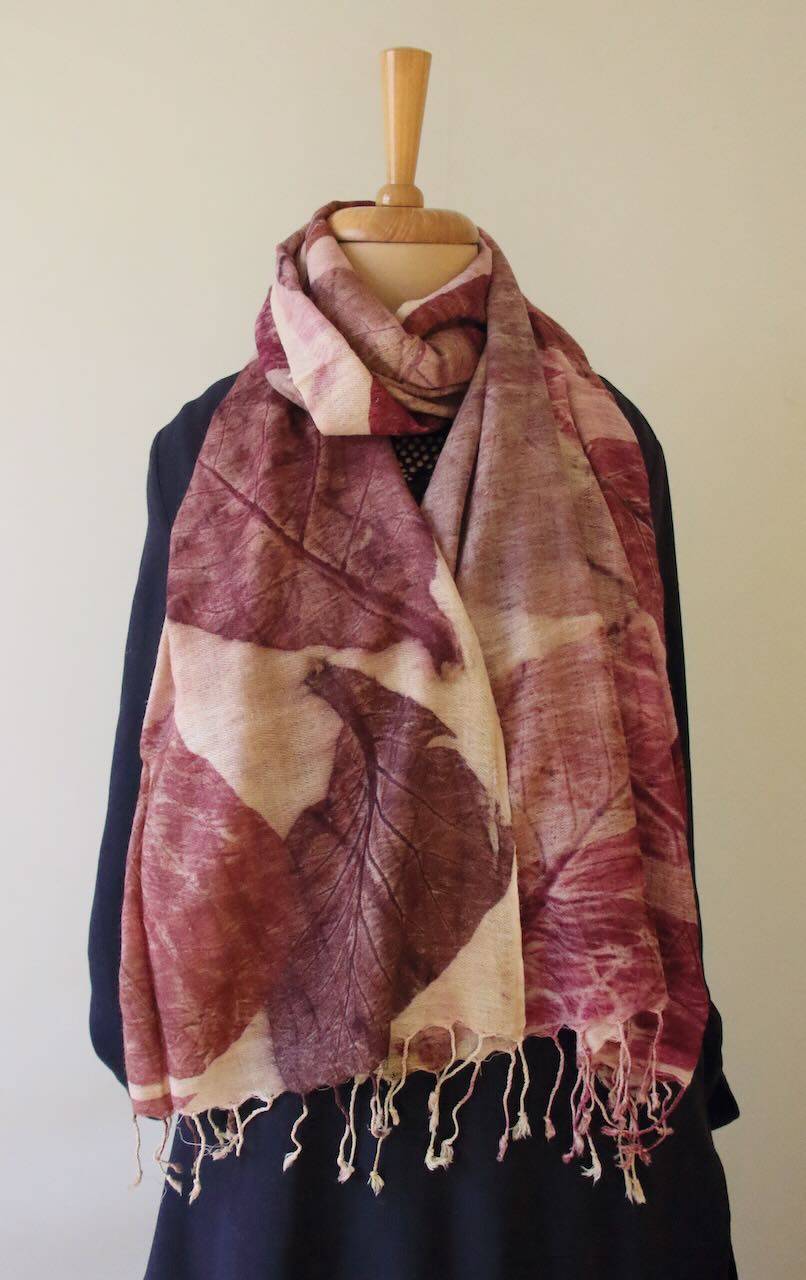 Eco Printed Handwoven Eri Silk Scarf  / Muffler from Assam