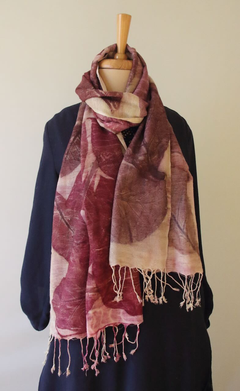 Eco Printed Handwoven Eri Silk Scarf  / Muffler from Assam