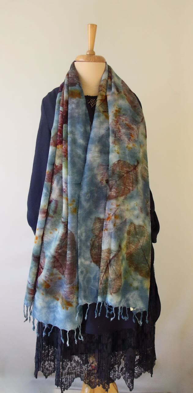 Eco Printed Handwoven Woollen Scarf / Stole from Assam