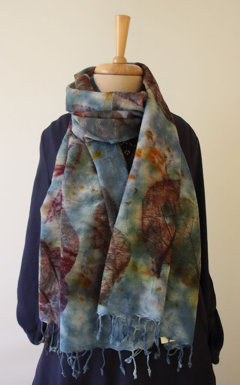 Eco Printed Handwoven Woollen Scarf / Stole from Assam