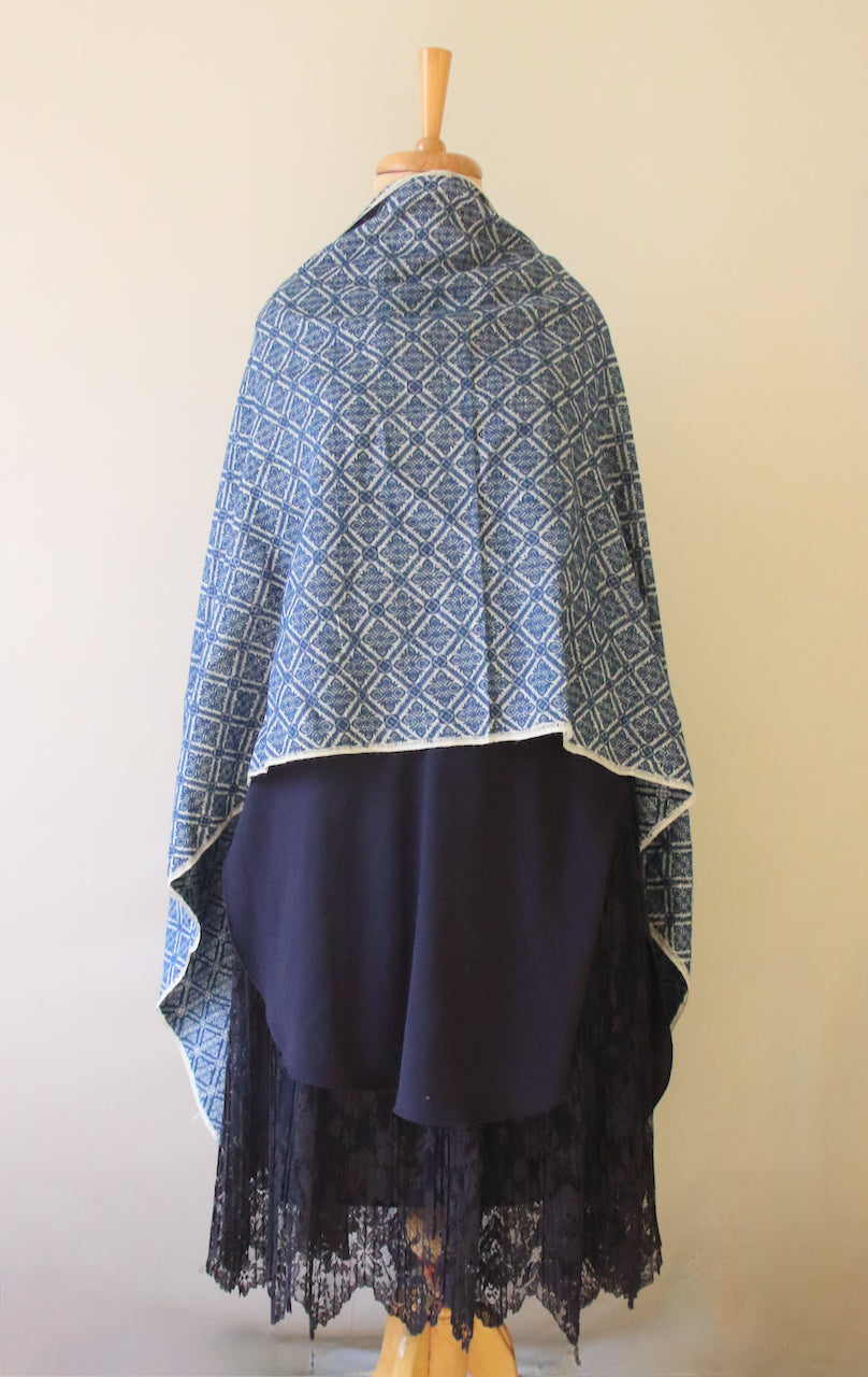 Natural Indigo Dyed Silk Shawl Handwoven from Assam , India