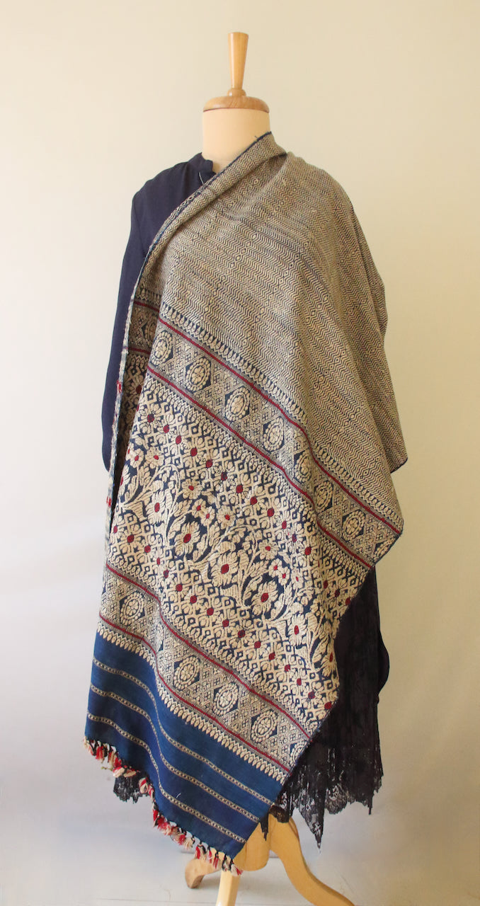 Indigo Natural Dyed Eri Silk Handwoven Shawls from Assam , India